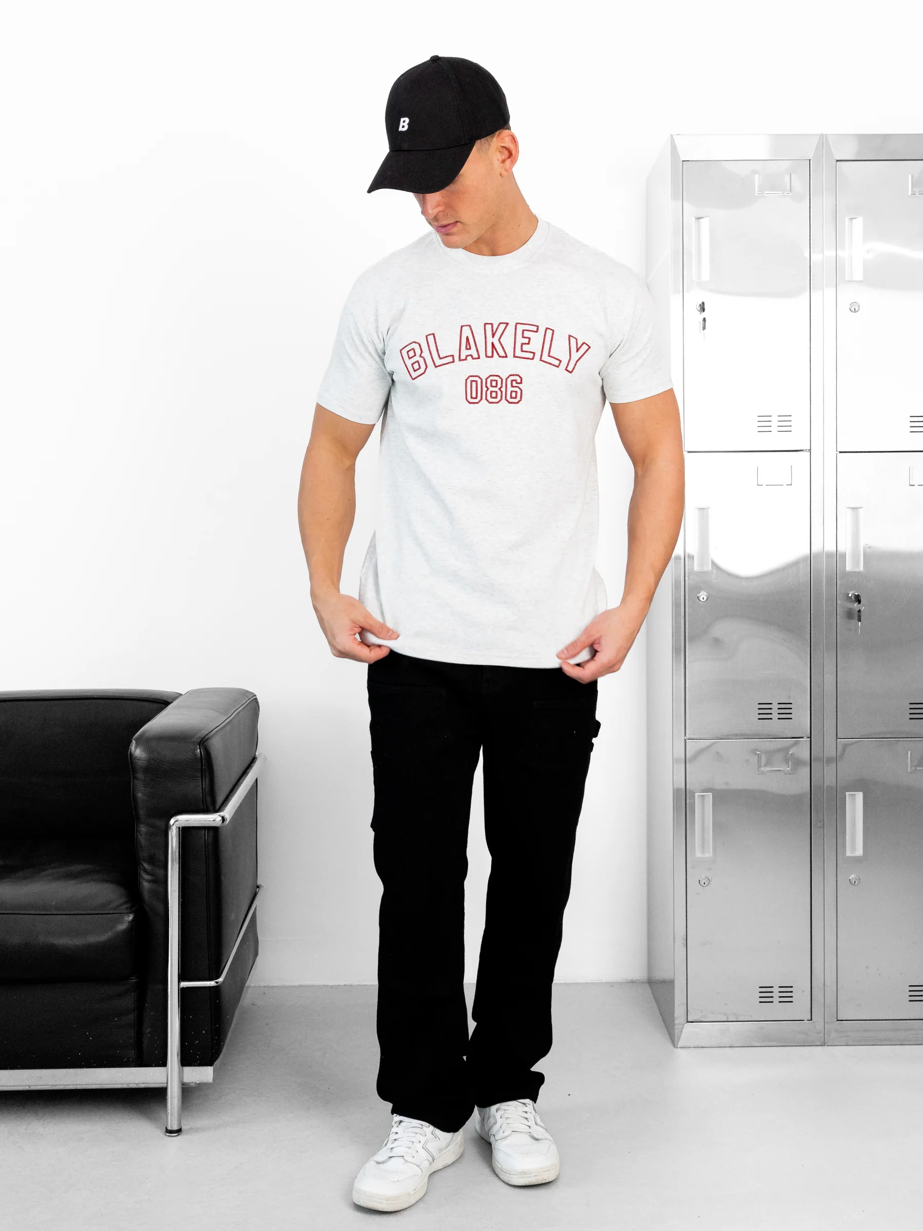 Miles Chain Stitch Relaxed T-Shirt - Marl White - Image 3