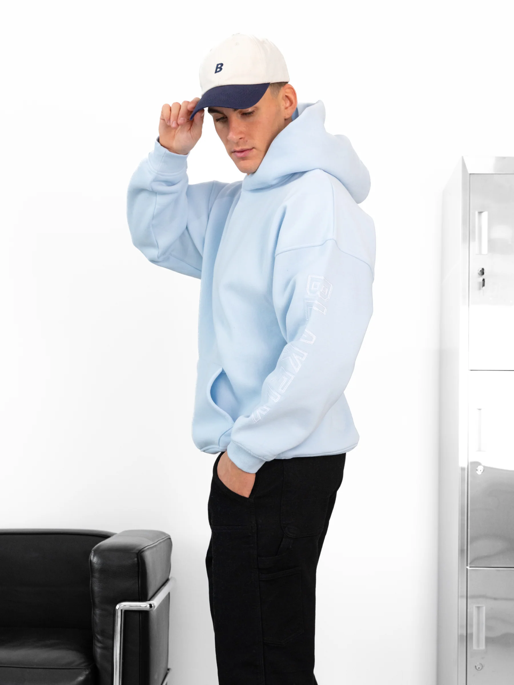 Miles Relaxed Hoodie - Powder Blue - Image 3