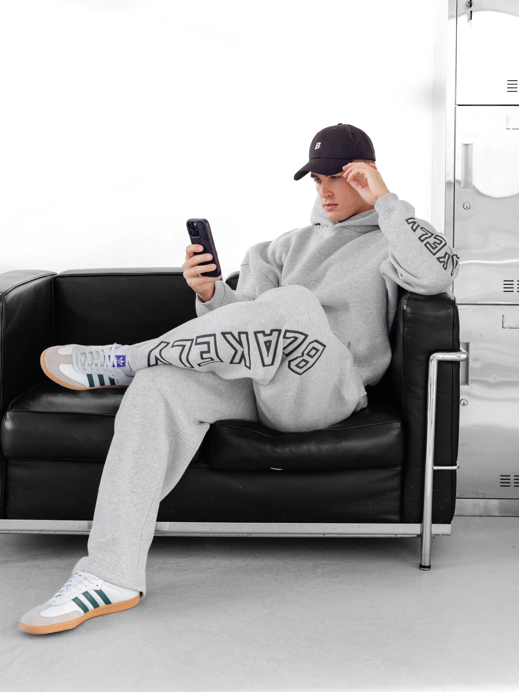Miles Wide Leg Sweatpants - Marl Grey - Image 3