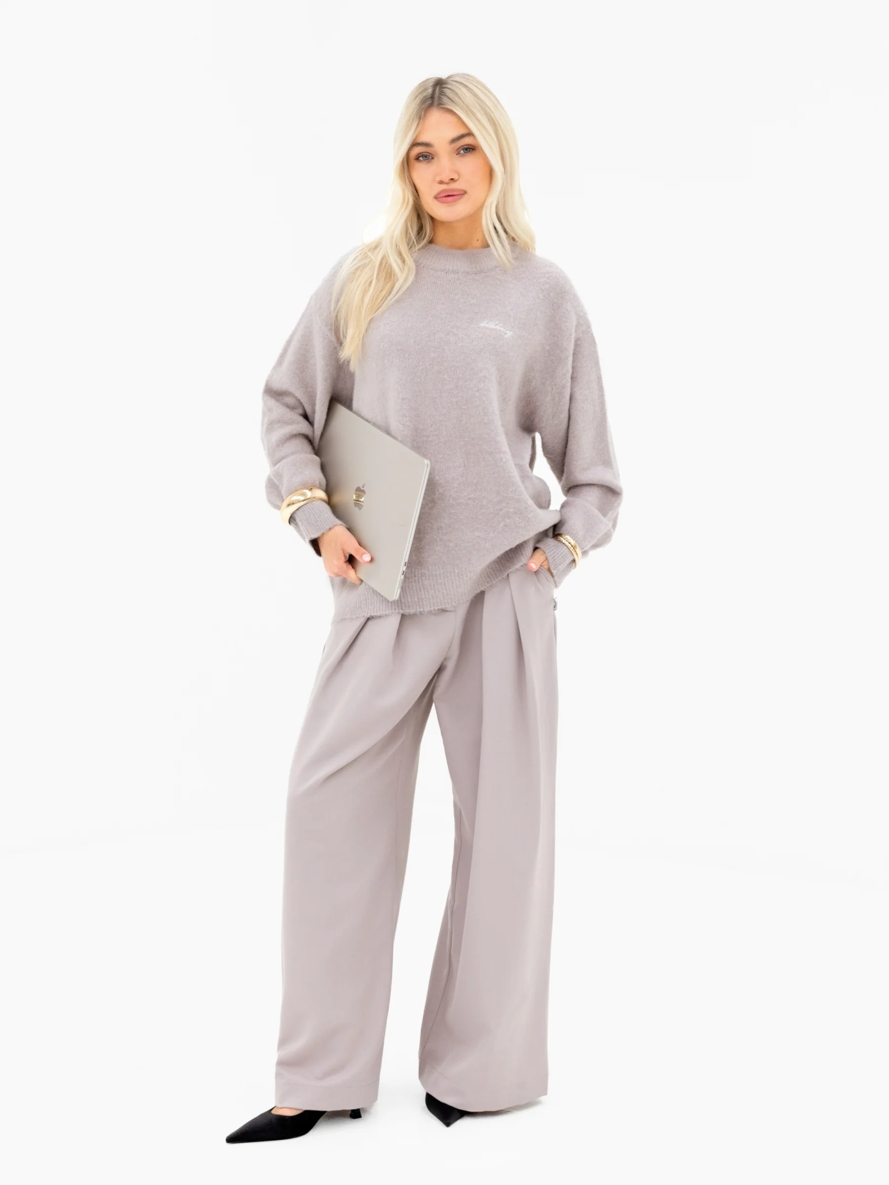 Mindy Knitted Jumper - Pebble - Image 6