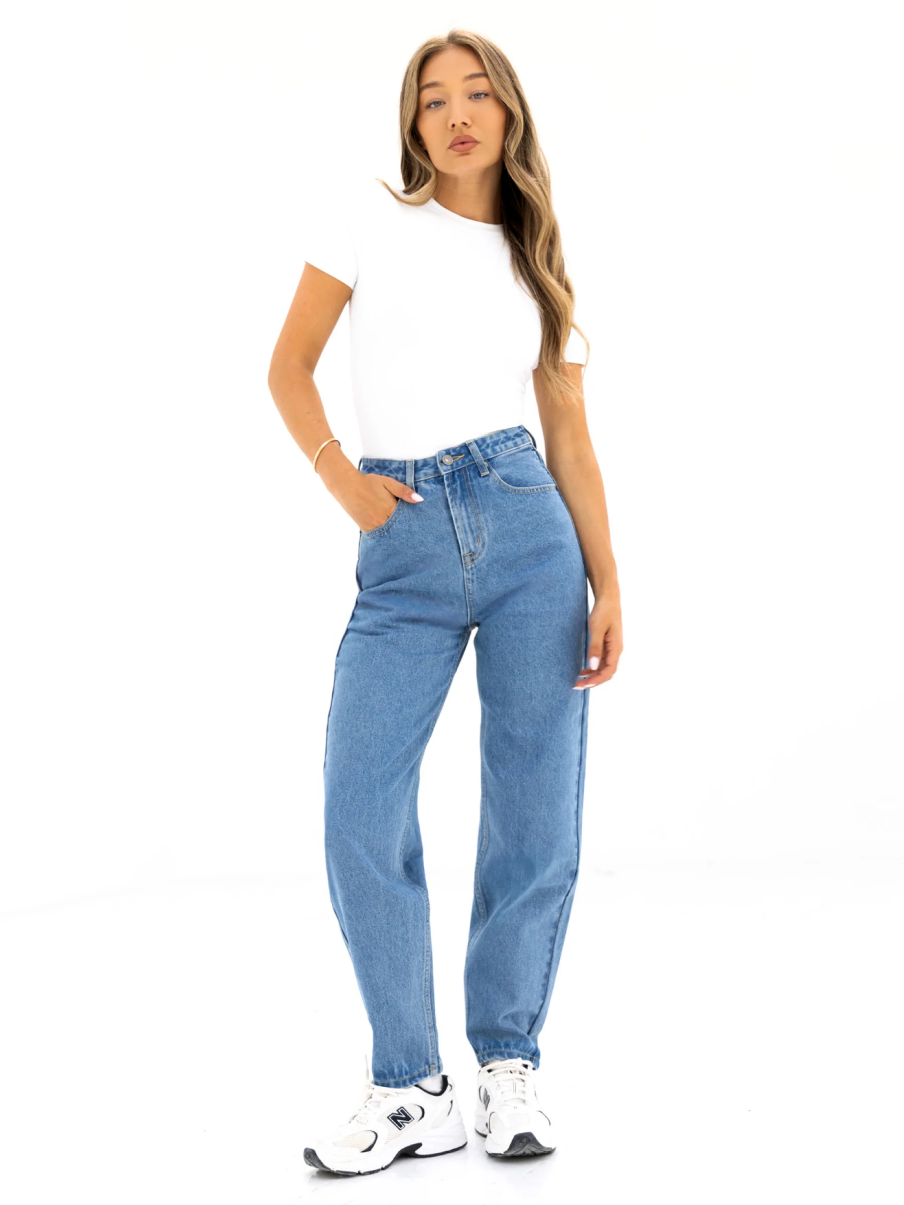 Blakely Mom Jeans - Mid Blue - Image 3