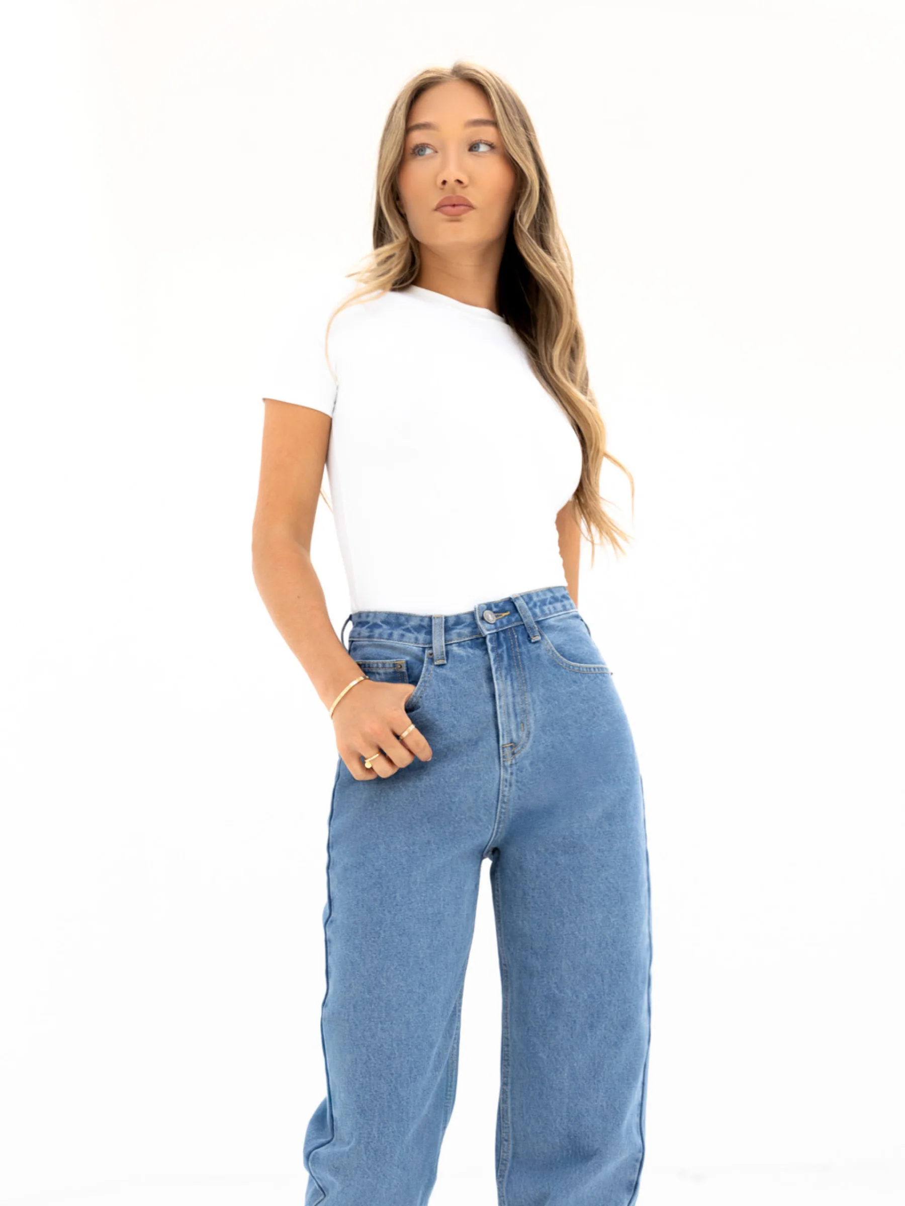 Blakely Mom Jeans - Mid Blue - Image 6