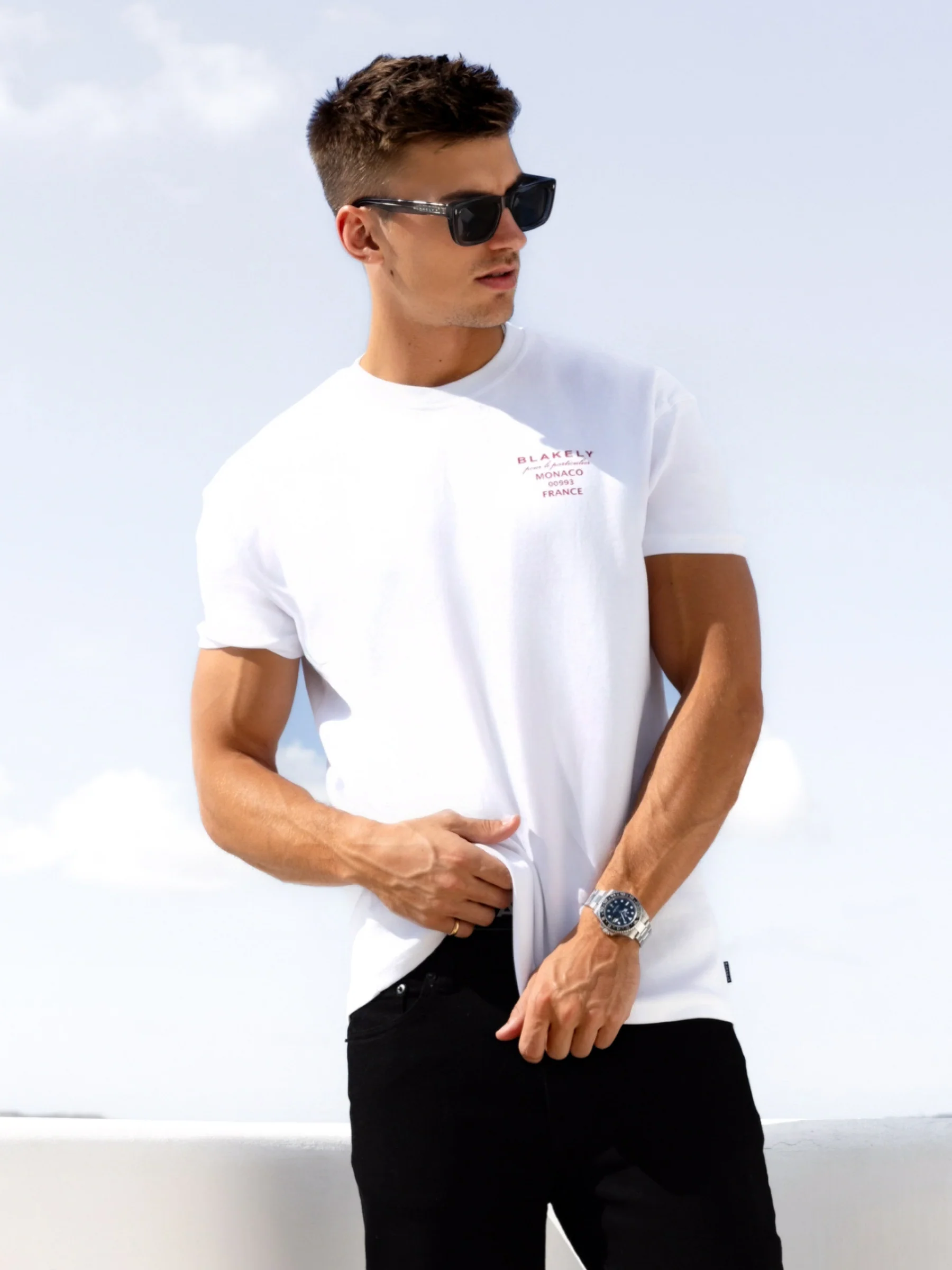 Monaco Relaxed T-Shirt - White & Red - Image 2