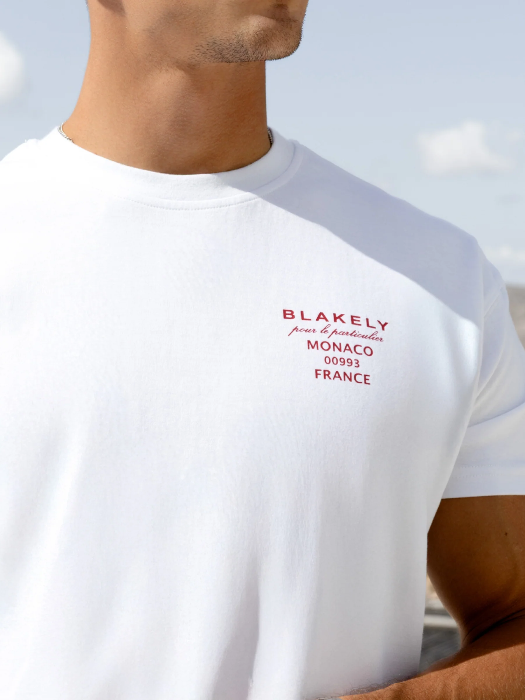 Monaco Relaxed T-Shirt - White & Red - Image 3