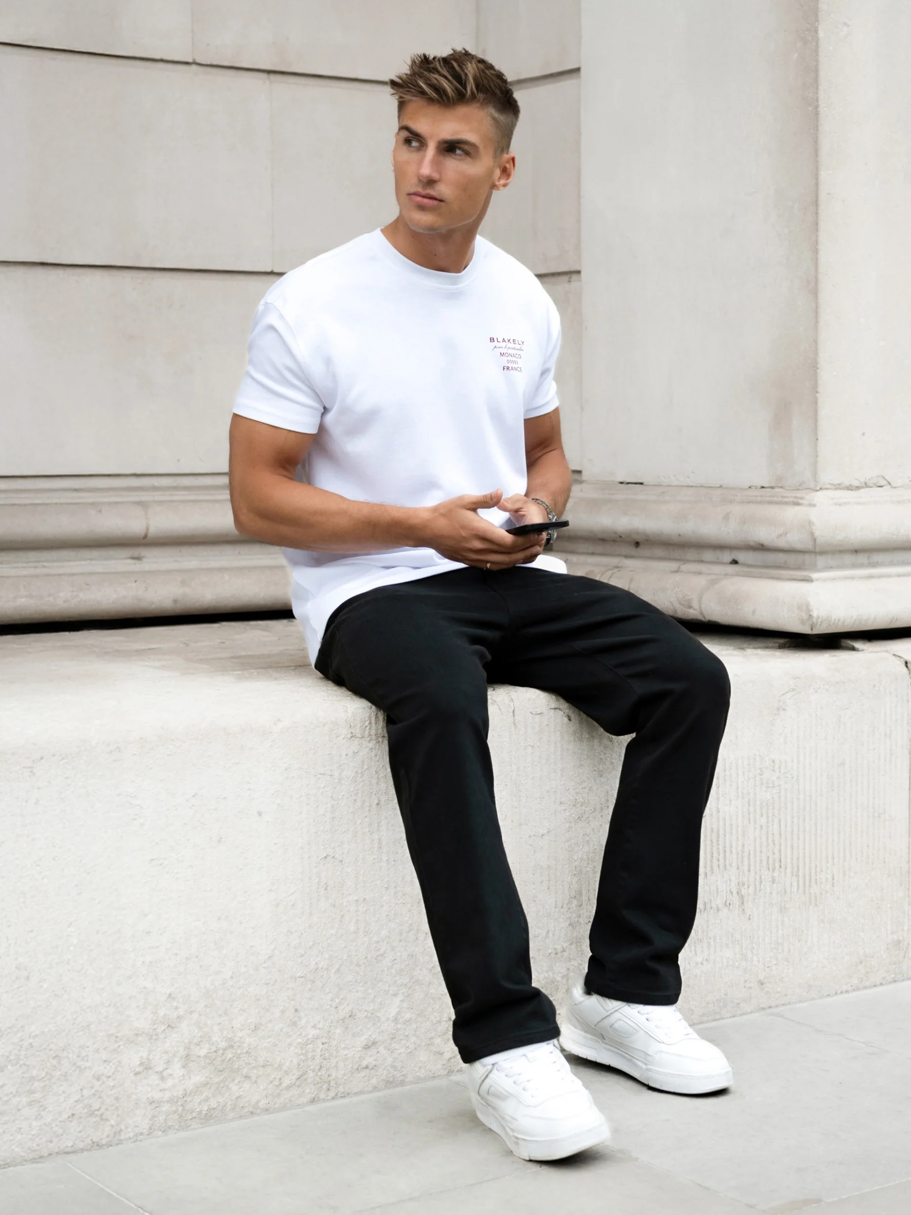 Monaco Relaxed T-Shirt - White & Red - Image 5
