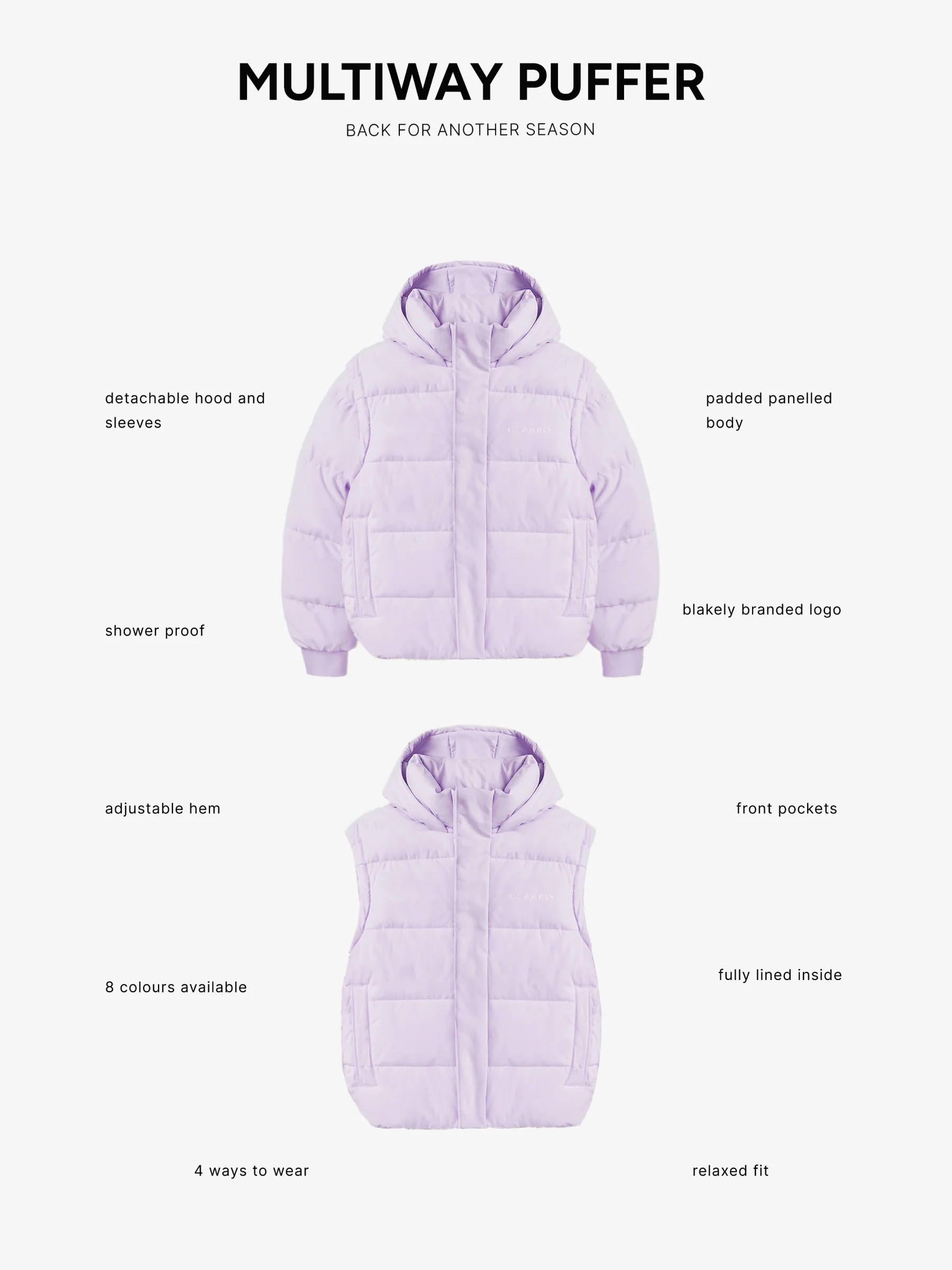Multiway Puffer Coat 2 - Purple - Image 3