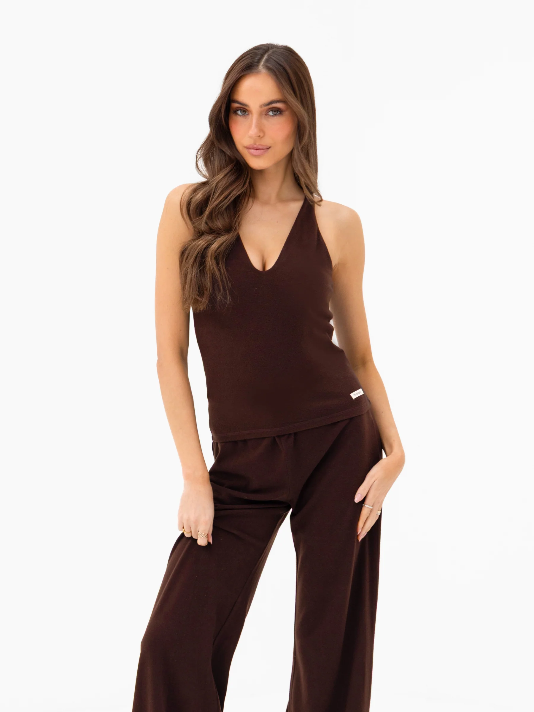 Nellie Wide Leg Trousers - Dark Brown - Image 5