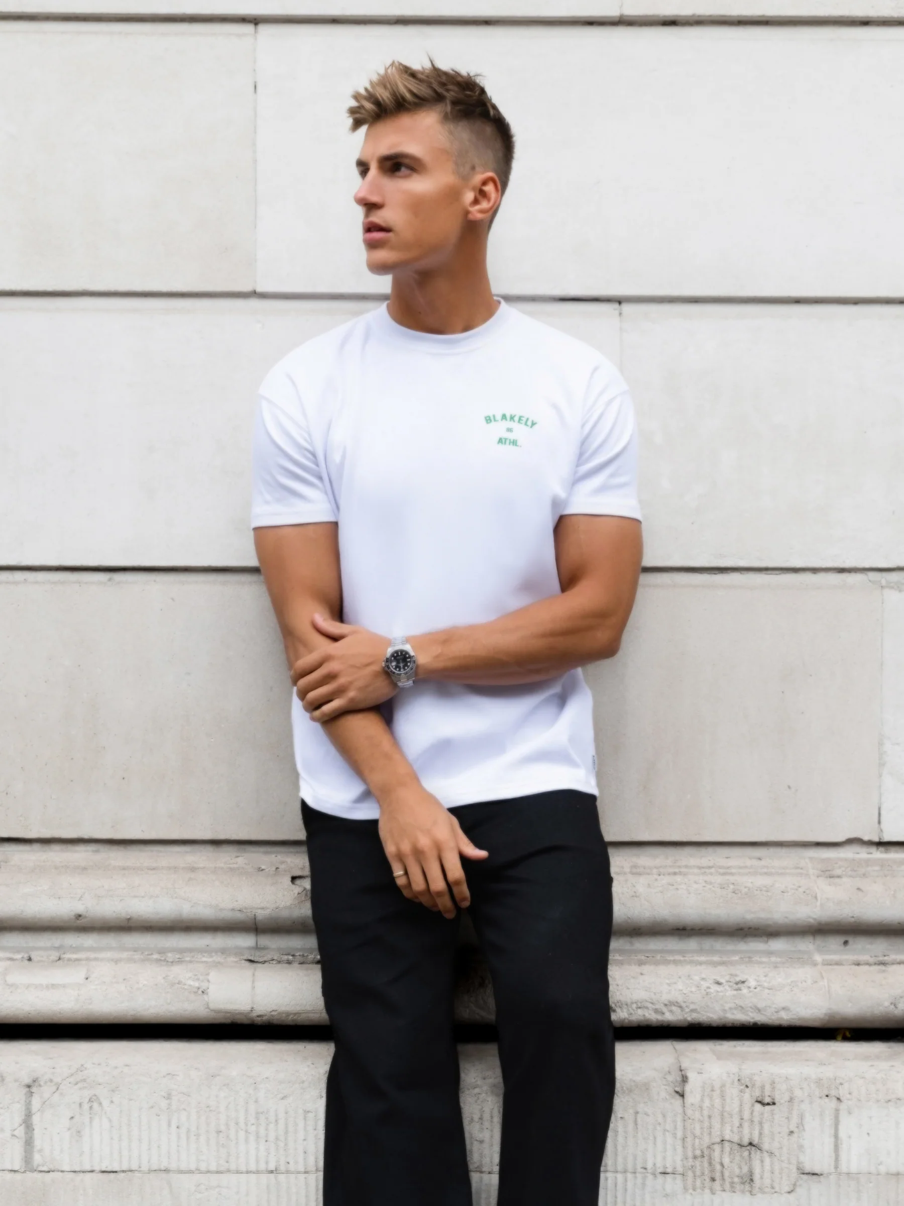 Niko Relaxed T-Shirt - White & Bold Green - Image 3