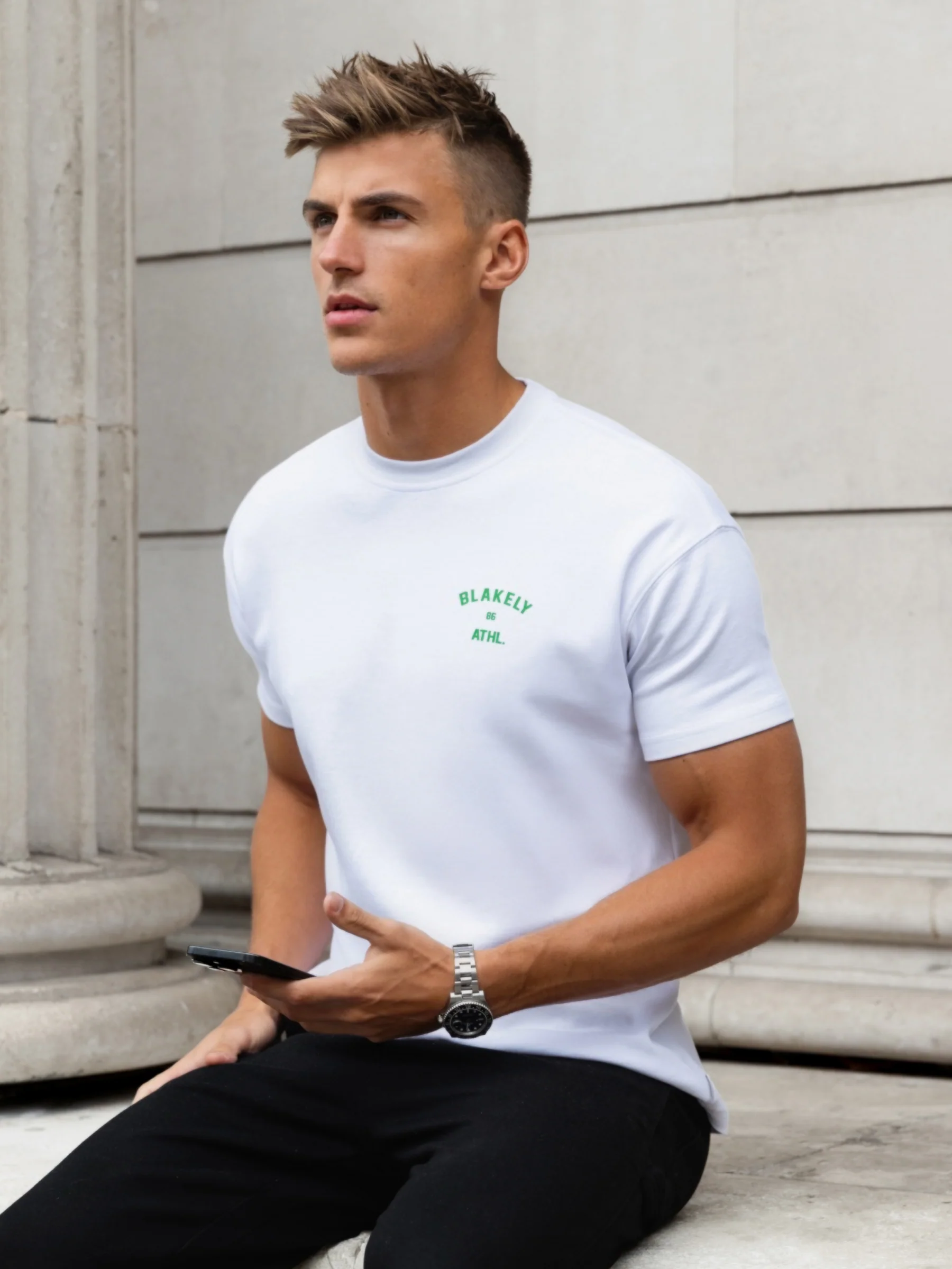 Niko Relaxed T-Shirt - White & Bold Green - Image 5