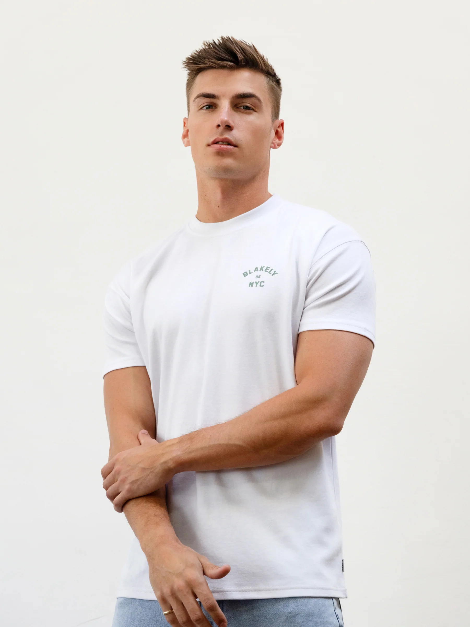 NYC Relaxed T-Shirt - White & Sage Green - Image 2
