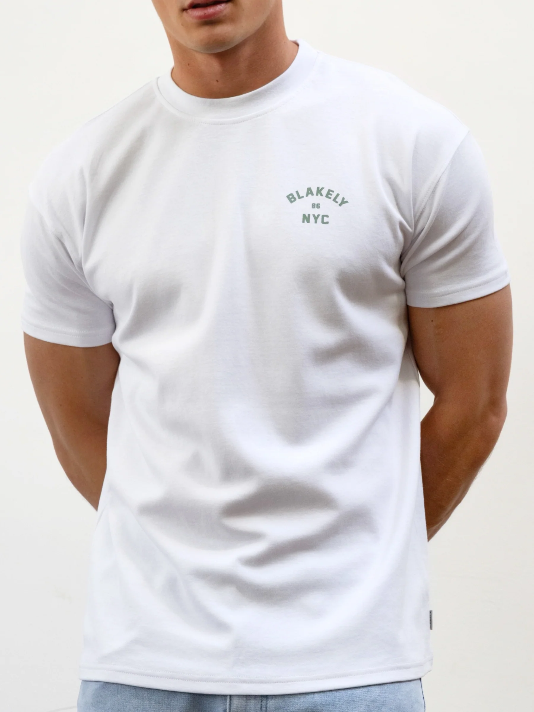 NYC Relaxed T-Shirt - White & Sage Green - Image 5