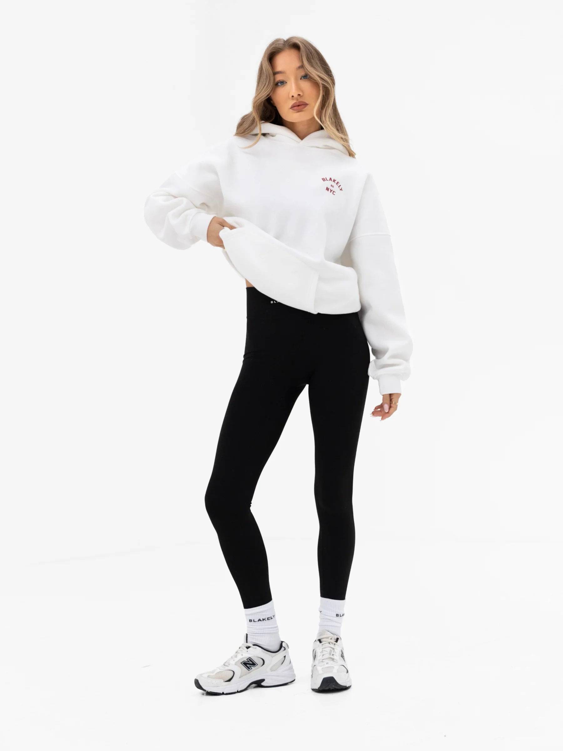 NYC Oversized Hoodie - White & Cherry Red - Image 4