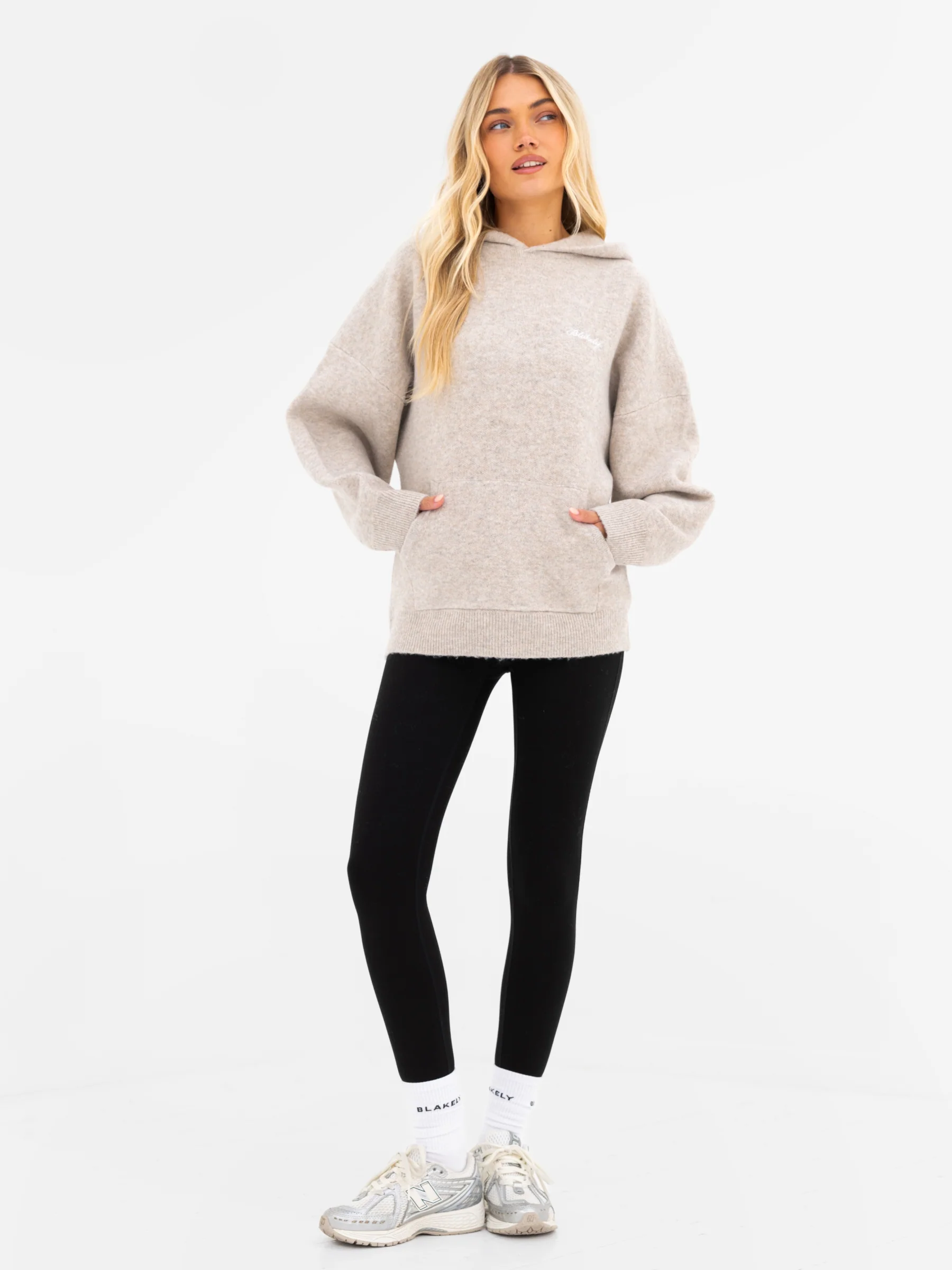 Oversized Knitted Hoodie - Toasted Taupe - Image 3