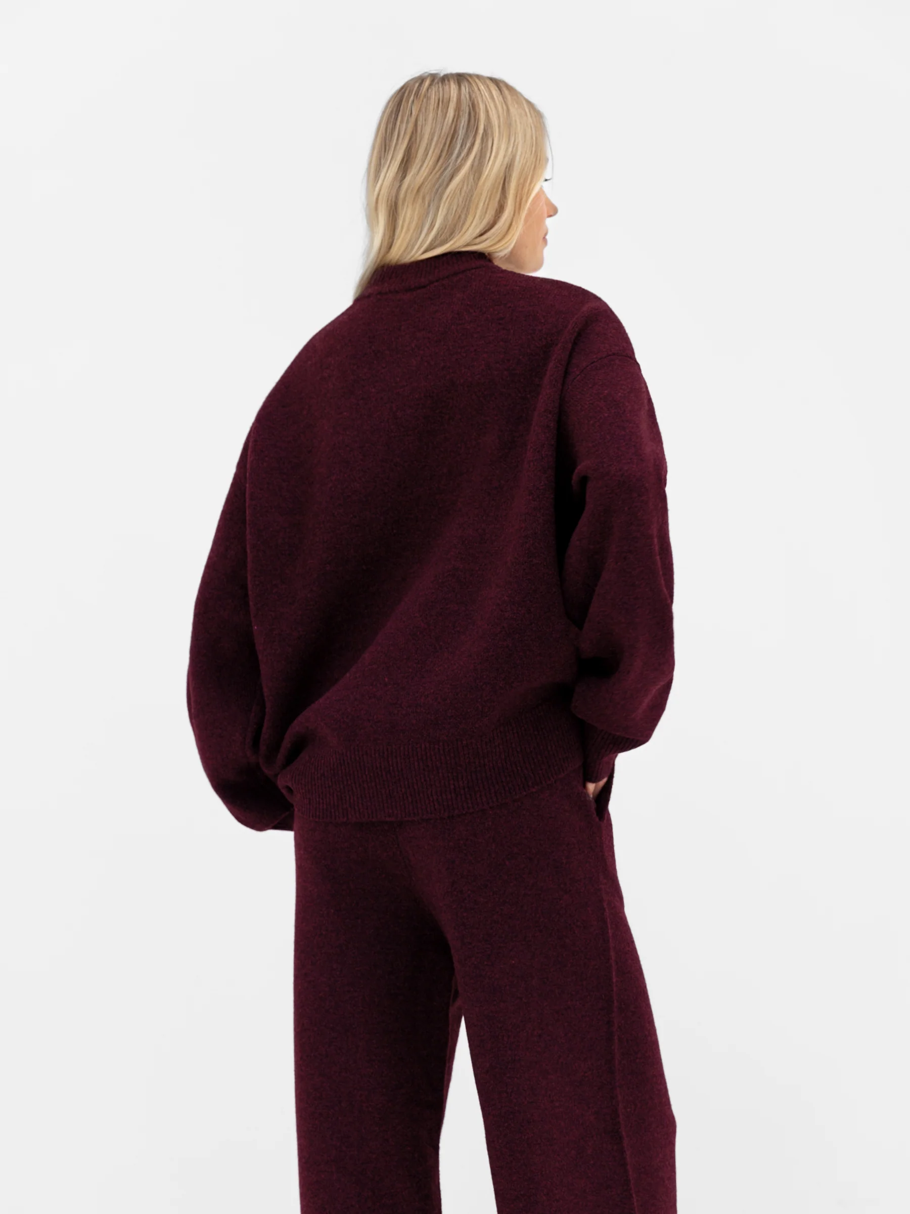 Oversized Knitted Jumper - Dark Cherry - Image 2