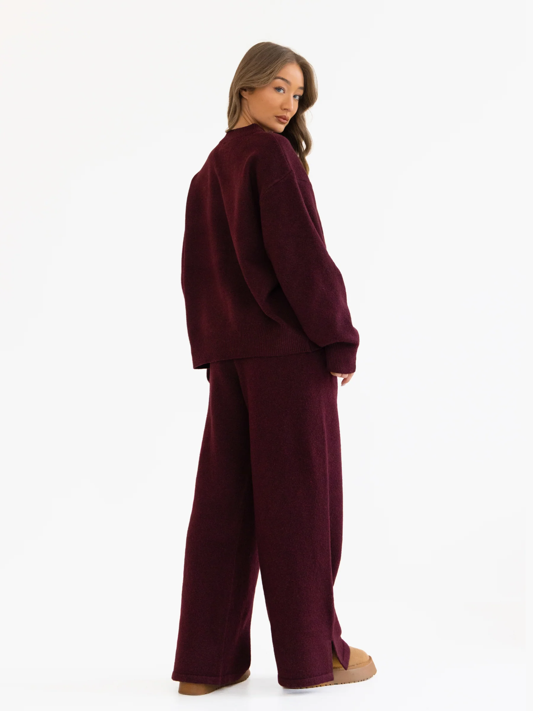 Oversized Knitted Jumper - Dark Cherry - Image 5