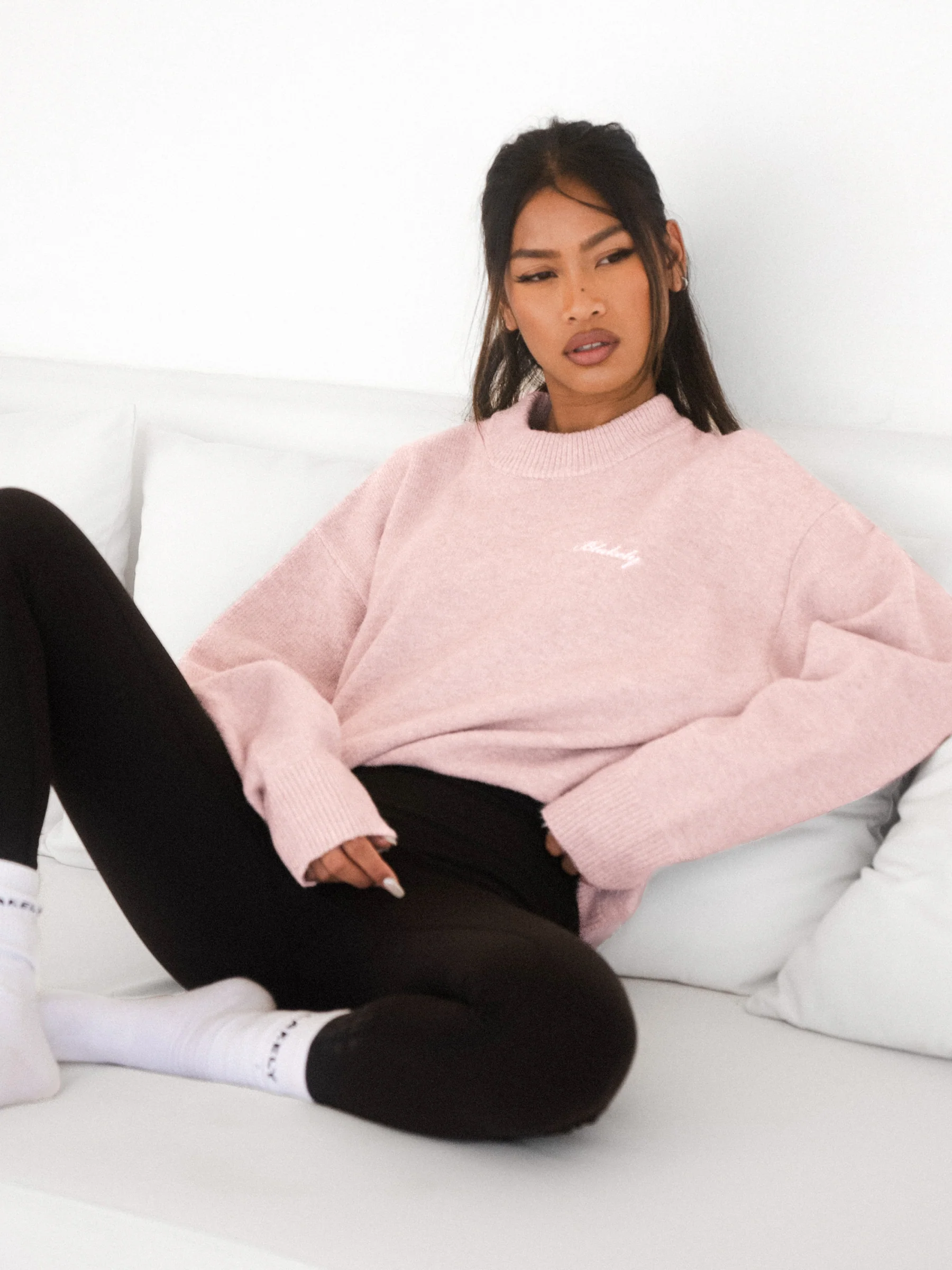 Oversized Knitted Jumper - Marshmallow Pink - Image 5