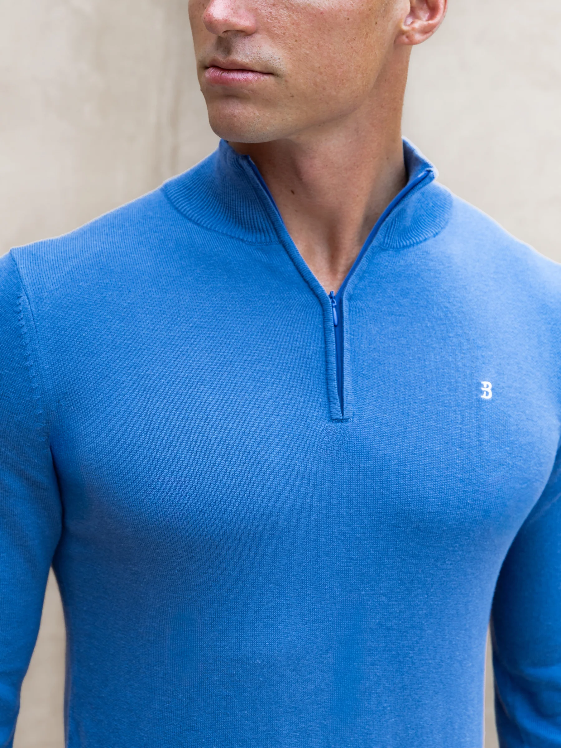 Oxbridge 1/4 Zip Jumper - Blue - Image 3