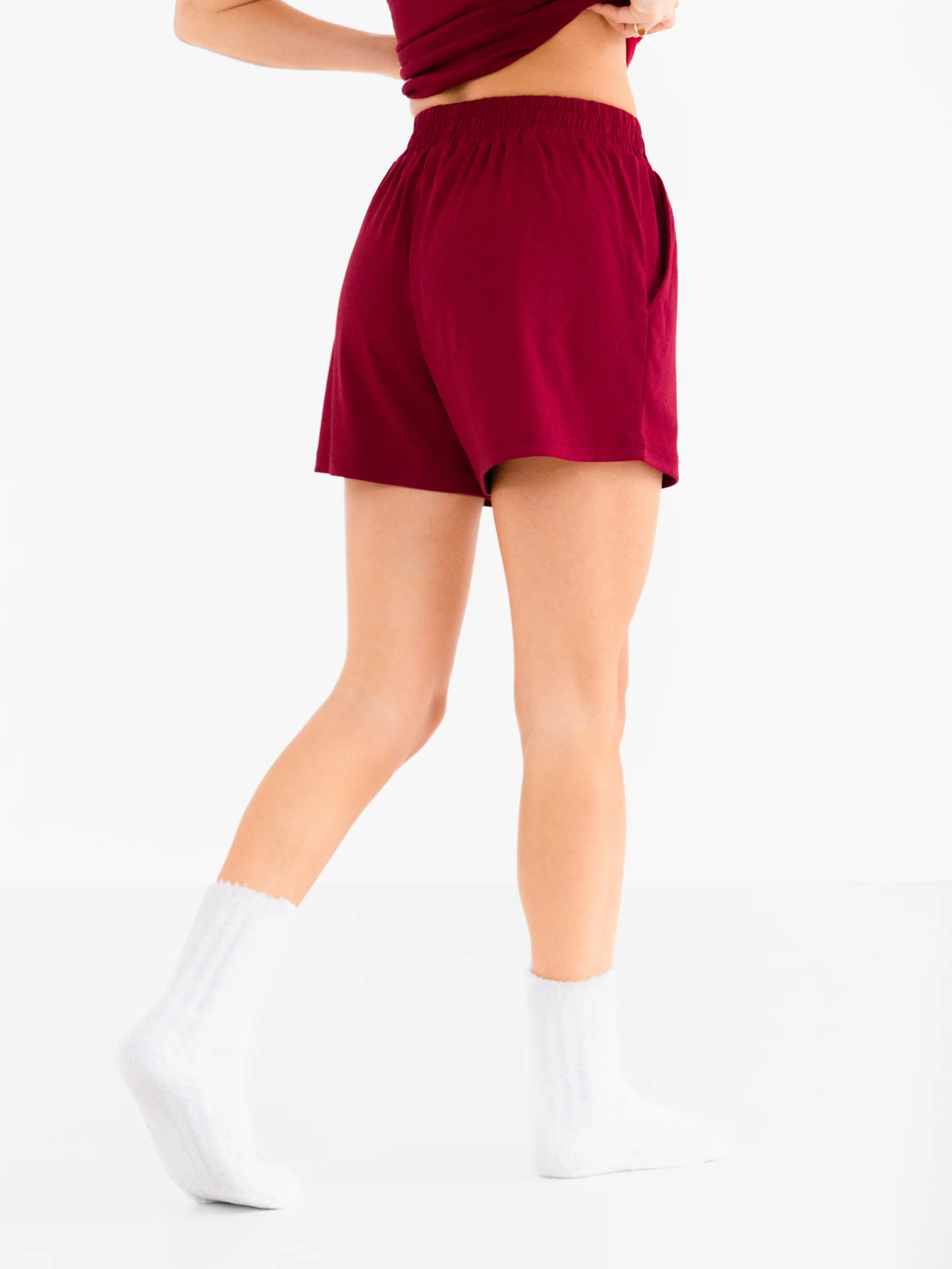 Rosie Pointelle Shorts - Soft Burgundy - Image 2