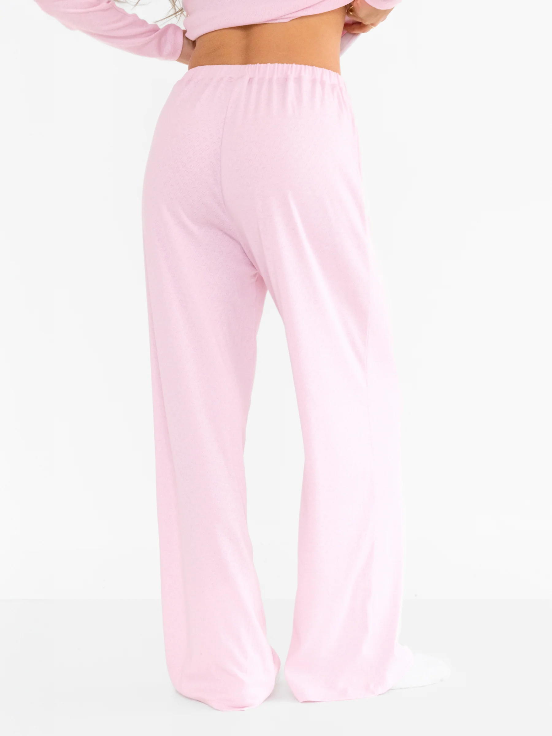 Rosie Pointelle Trousers - Pale Pink - Image 2