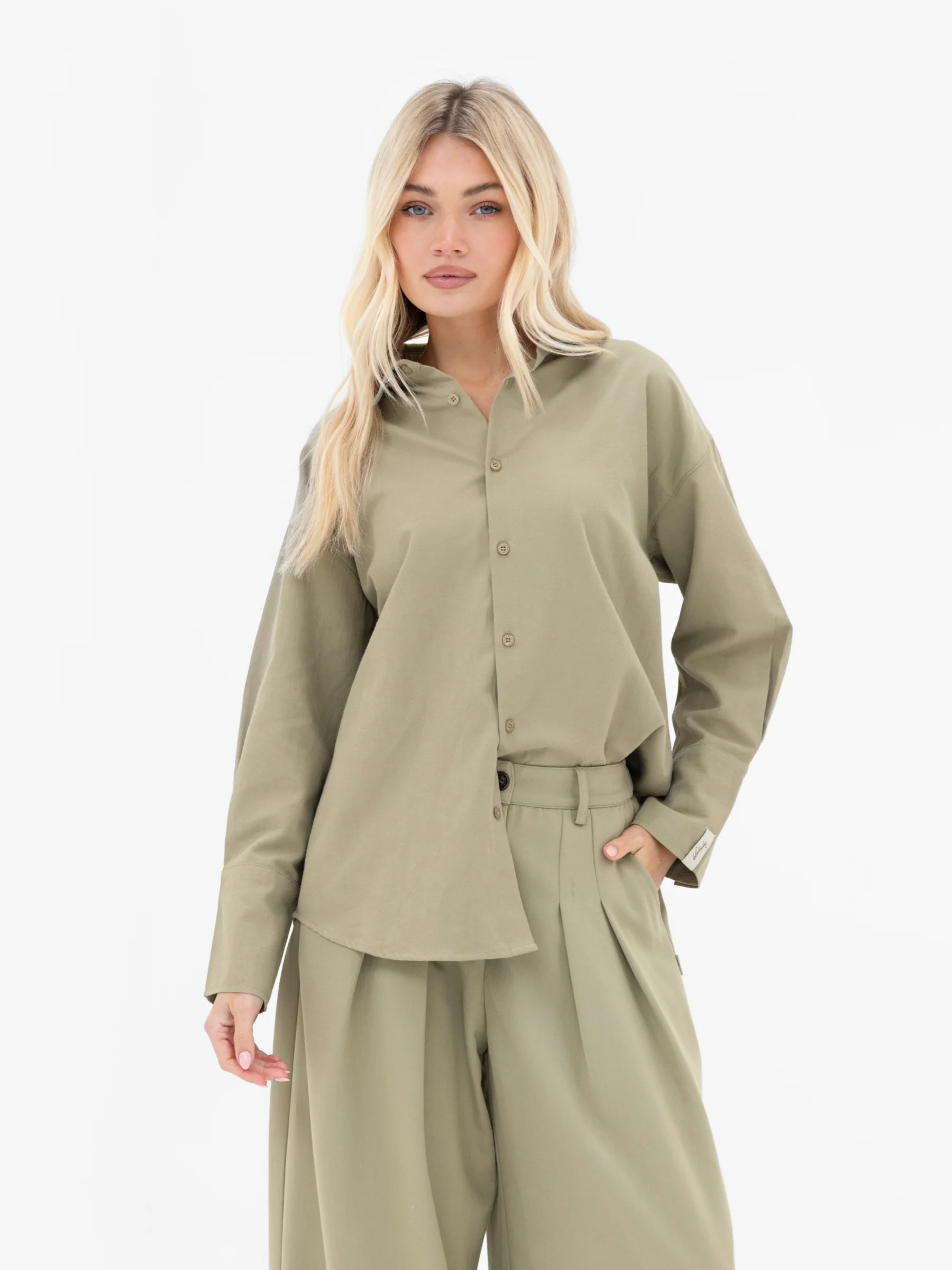 Sabrina Oversized Shirt - Warm Olive - Image 5