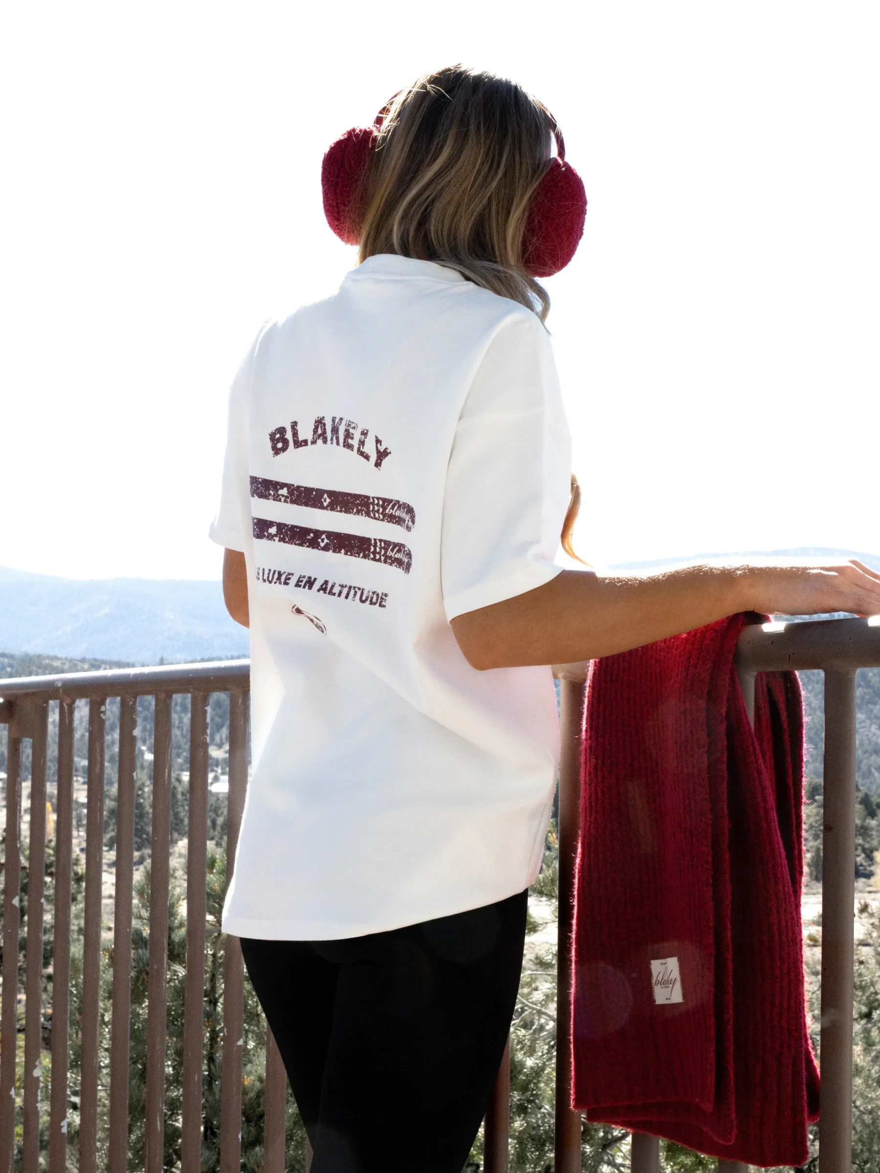 Sloane Ski Oversized T-Shirt - White & Bright Red - Image 3