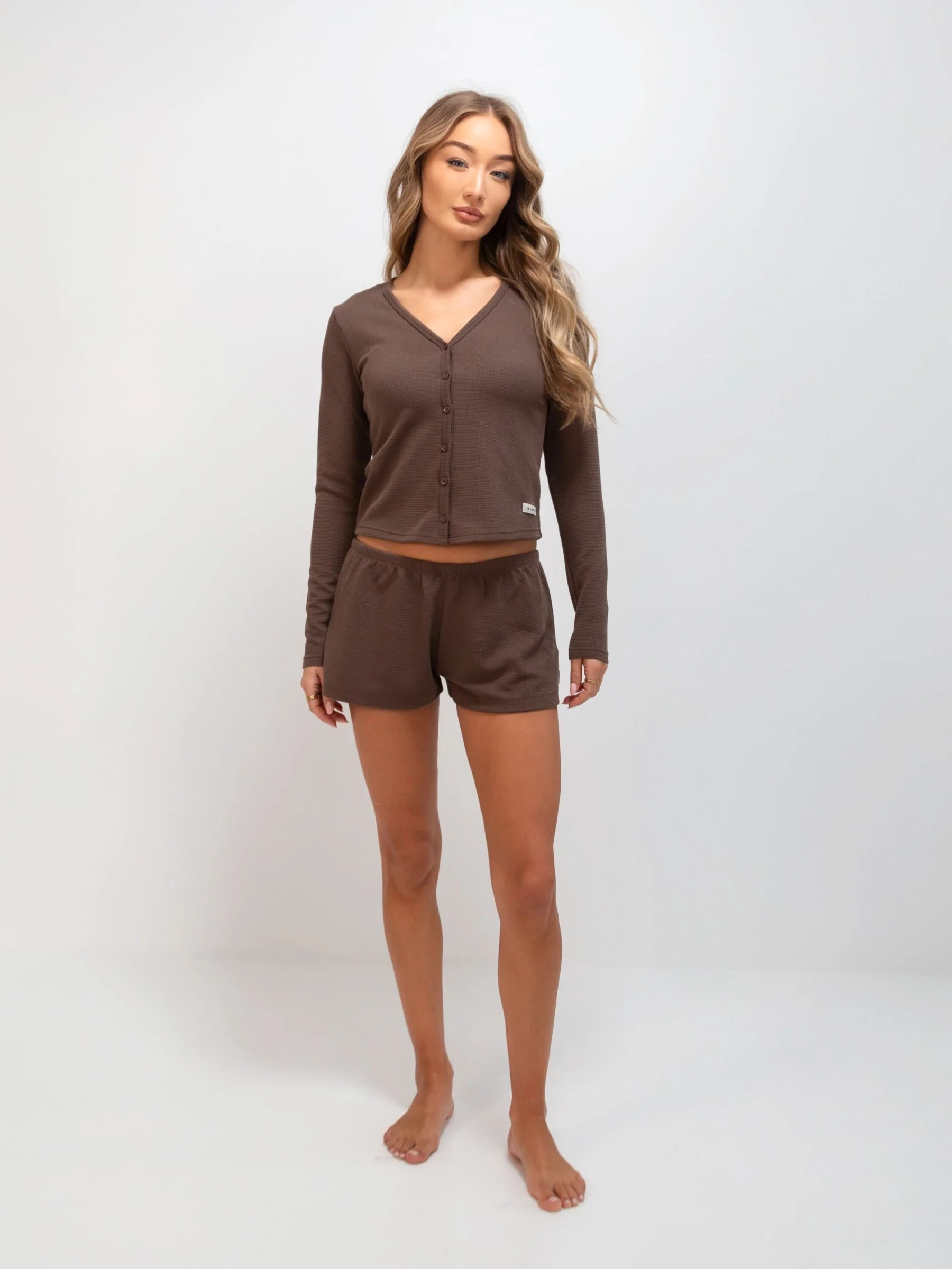 Soft Waffle Cardigan - Brown - Image 5