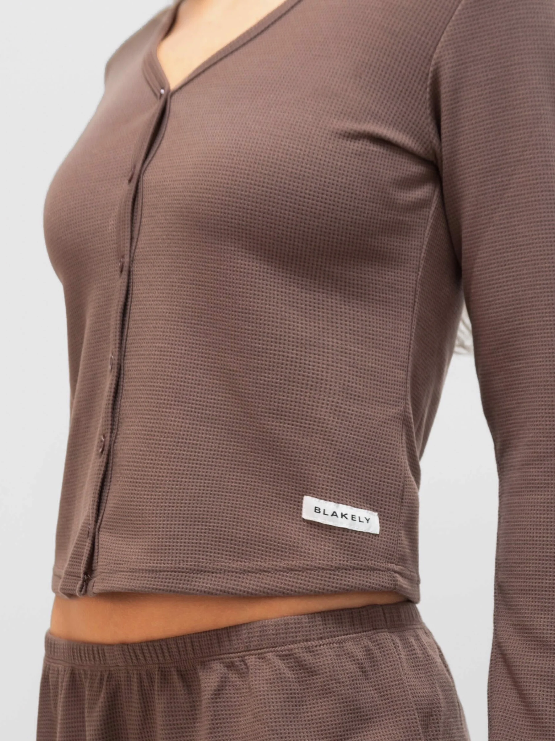 Soft Waffle Cardigan - Brown - Image 6