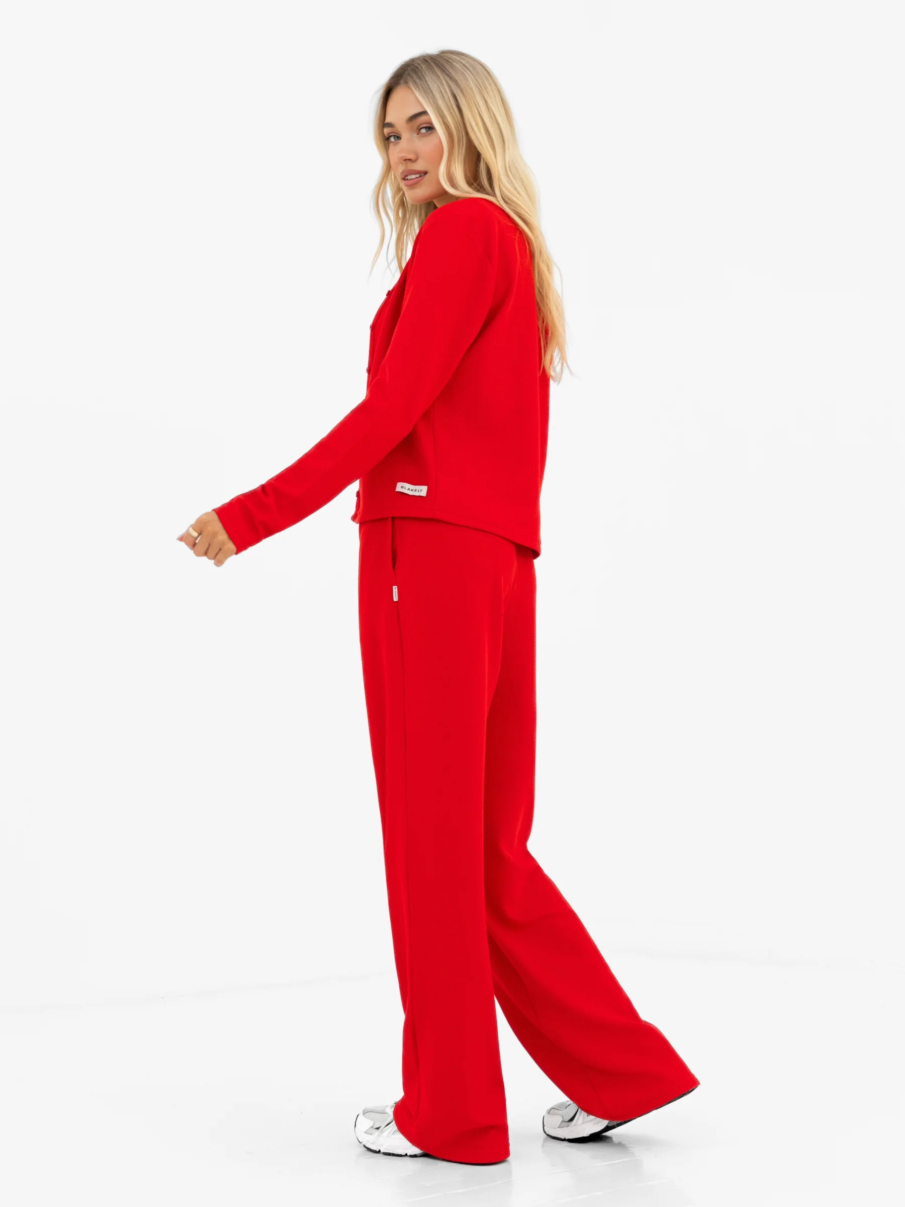 Soft Waffle Cardigan - Red - Image 4