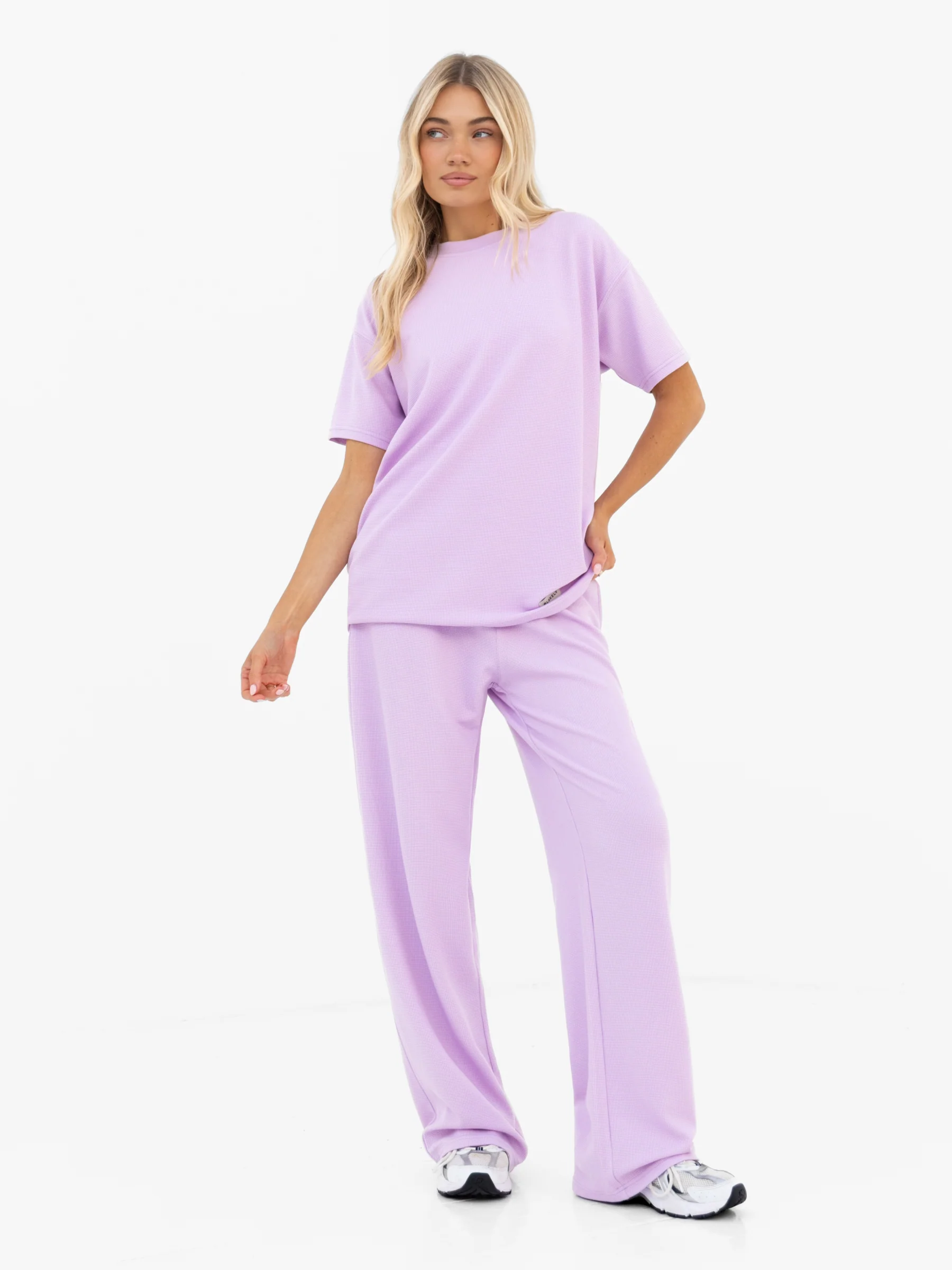 Soft Waffle Oversized T-Shirt - Purple - Image 5