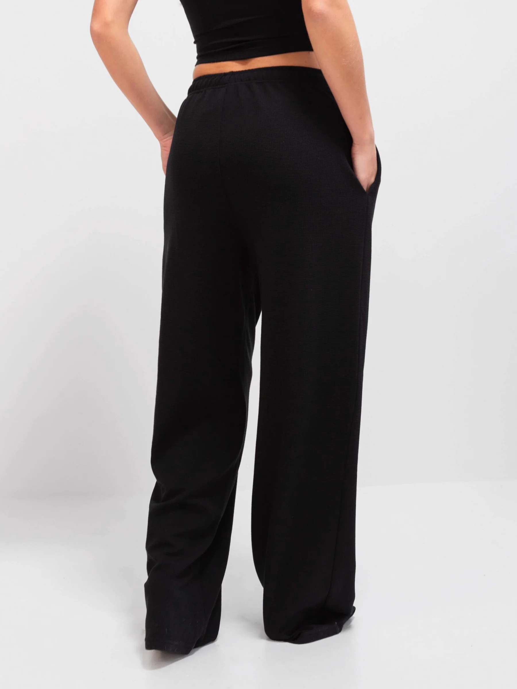 Soft Waffle Trousers - Black - Image 2