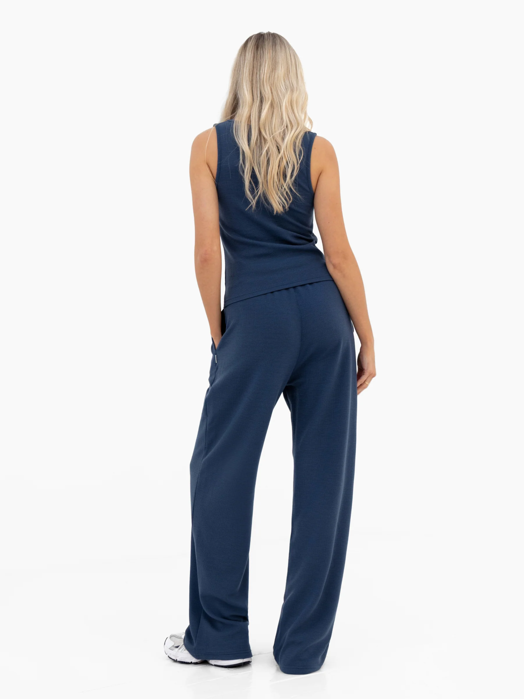 Soft Waffle Trousers - Blue - Image 5