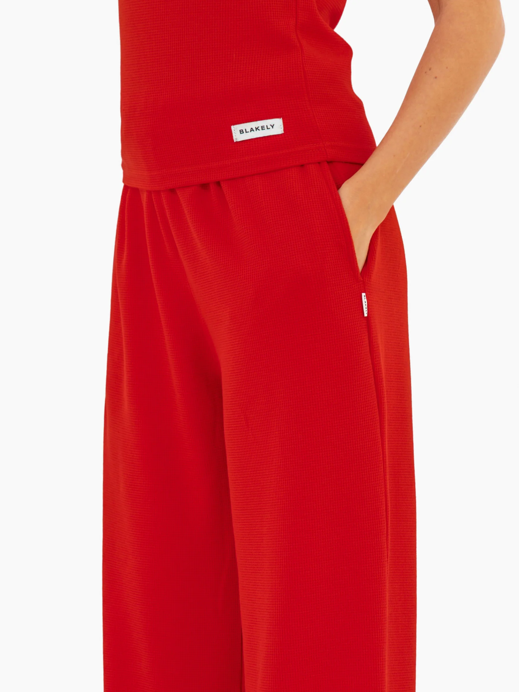 Soft Waffle Trousers - Red - Image 5
