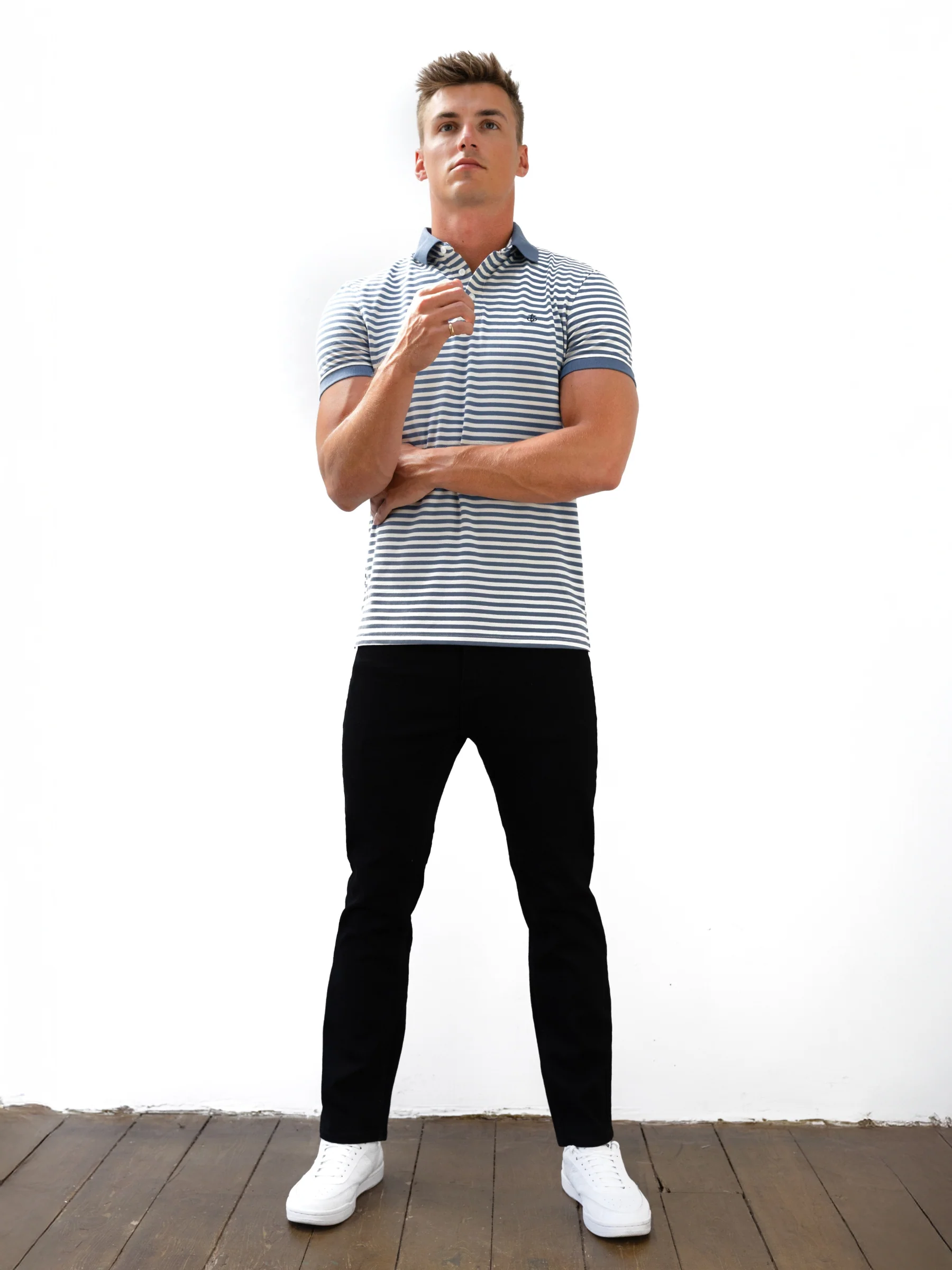 Stripe Polo Shirt - Blue - Image 3