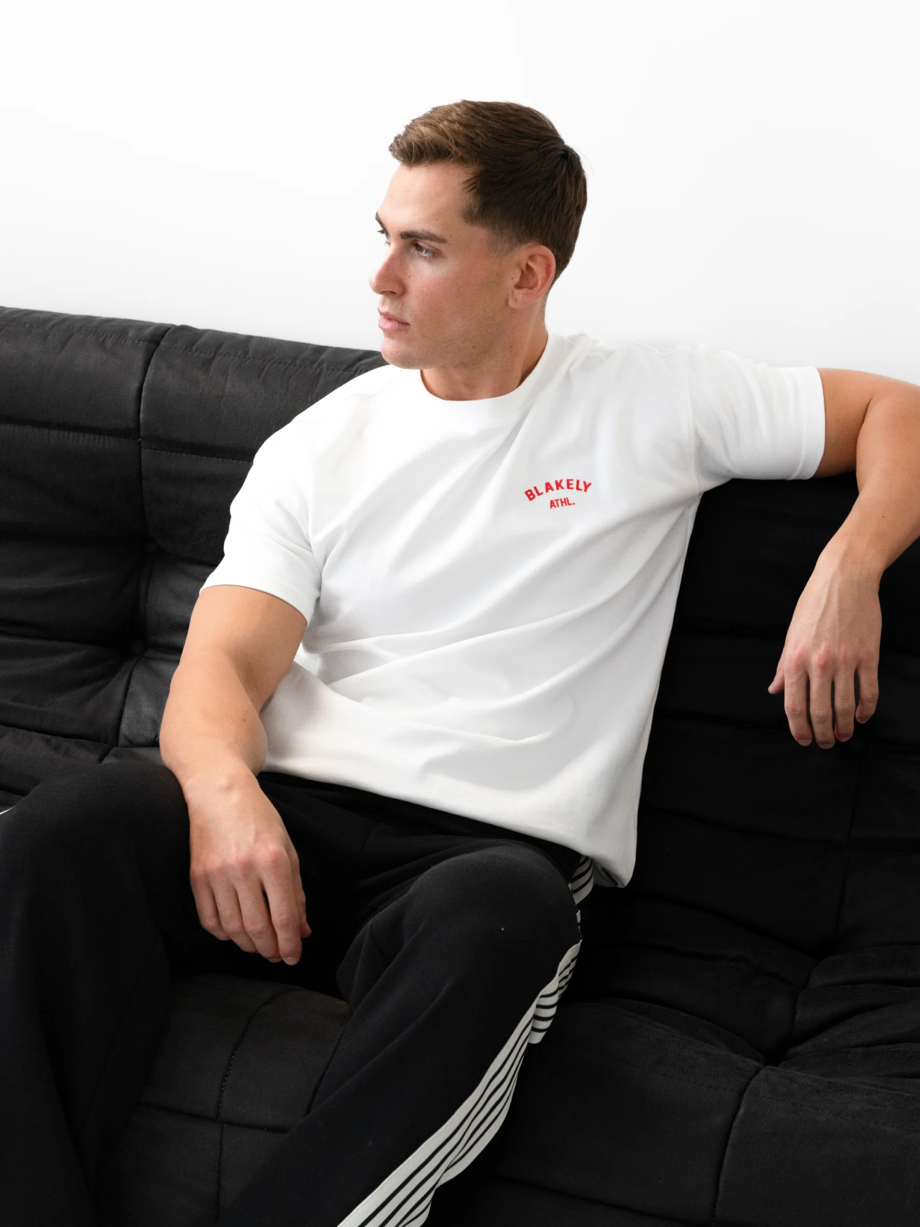Zayd Relaxed T-Shirt - Flat White & Red - Image 4