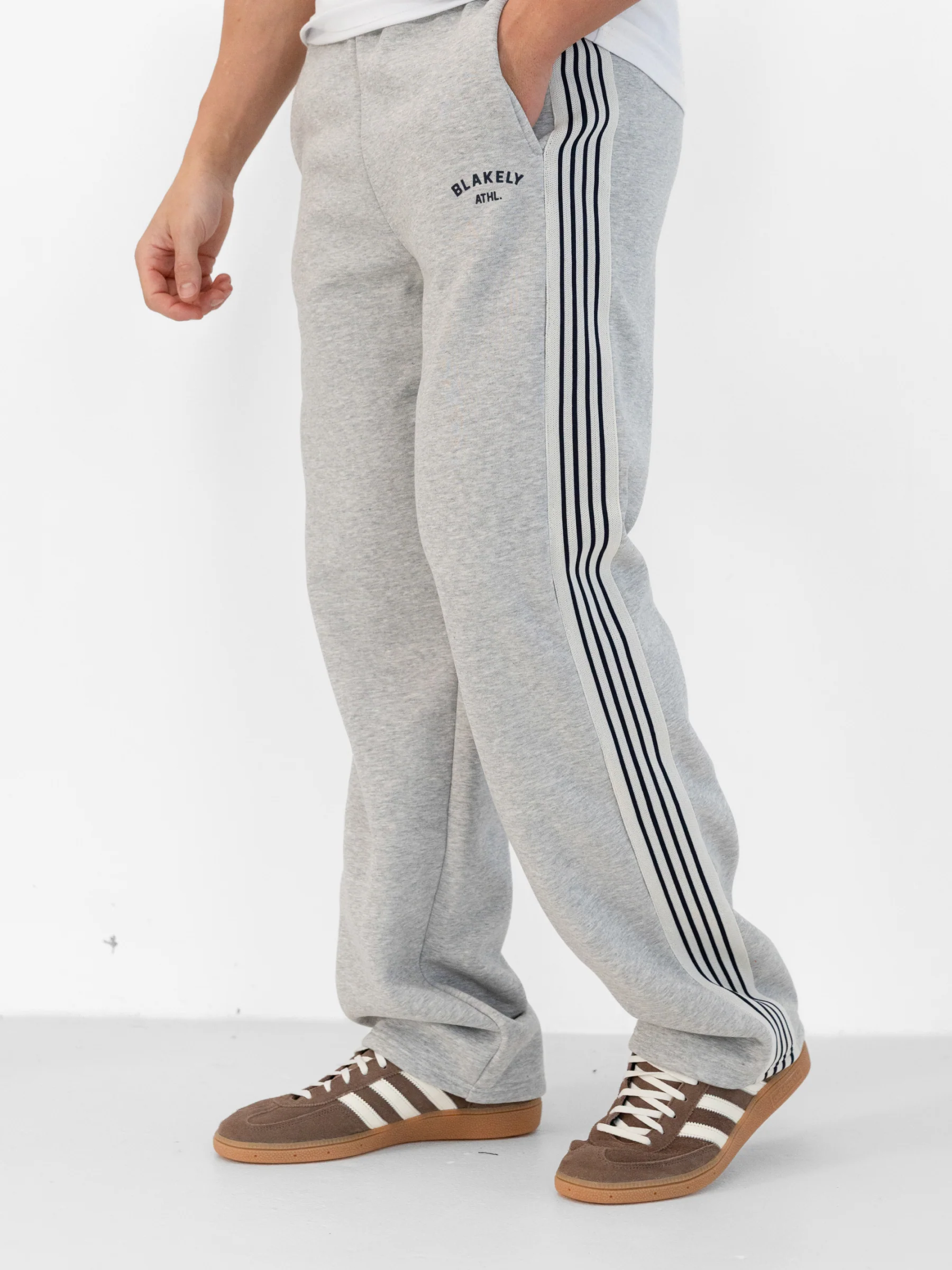 Zayd Wide Leg Sweatpants - Marl Grey