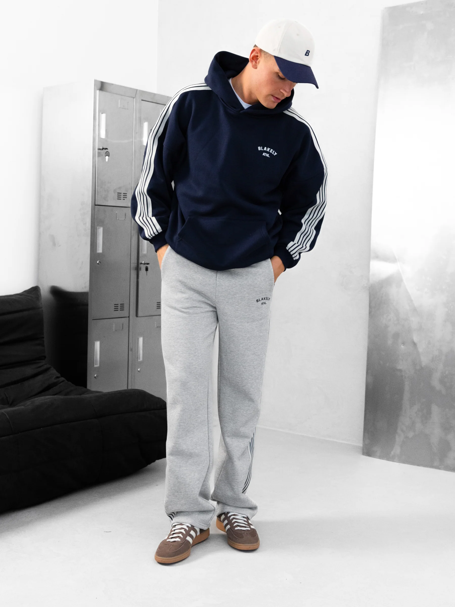Zayd Wide Leg Sweatpants - Marl Grey - Image 5