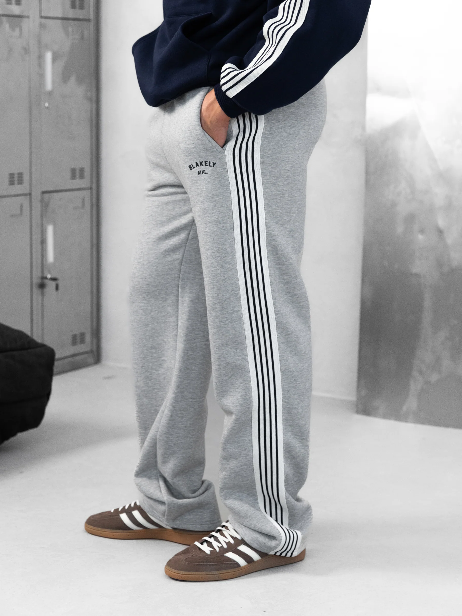 Zayd Wide Leg Sweatpants - Marl Grey - Image 6