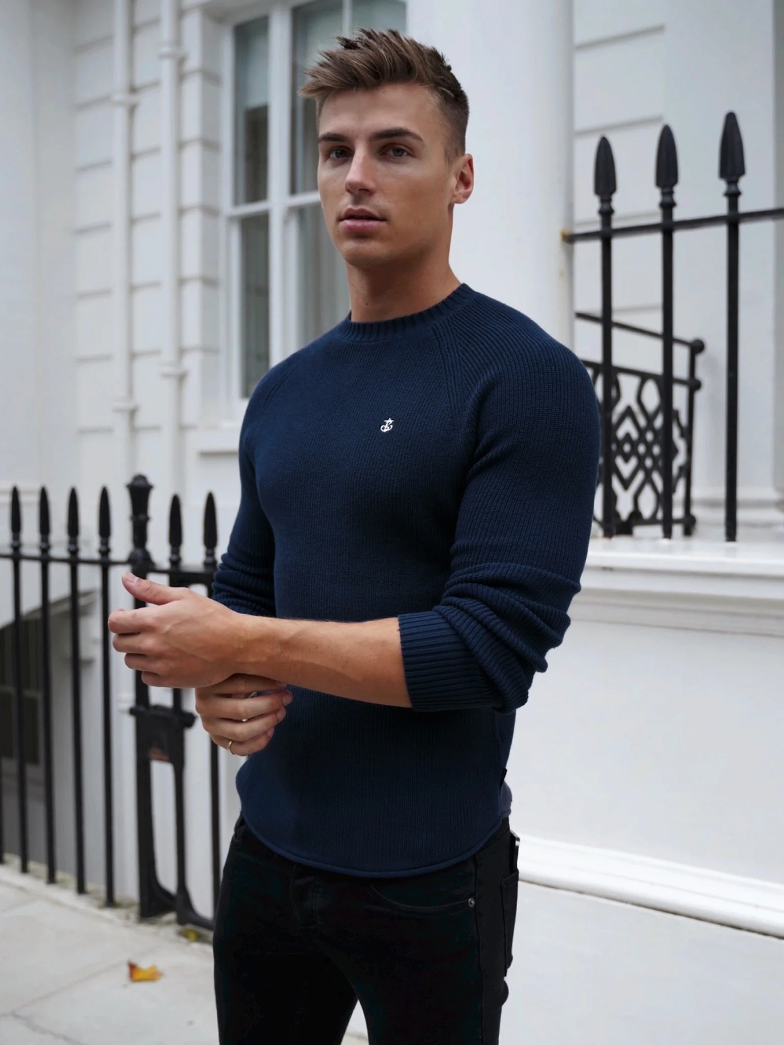 Oxley Knit Jumper - Navy - Image 2
