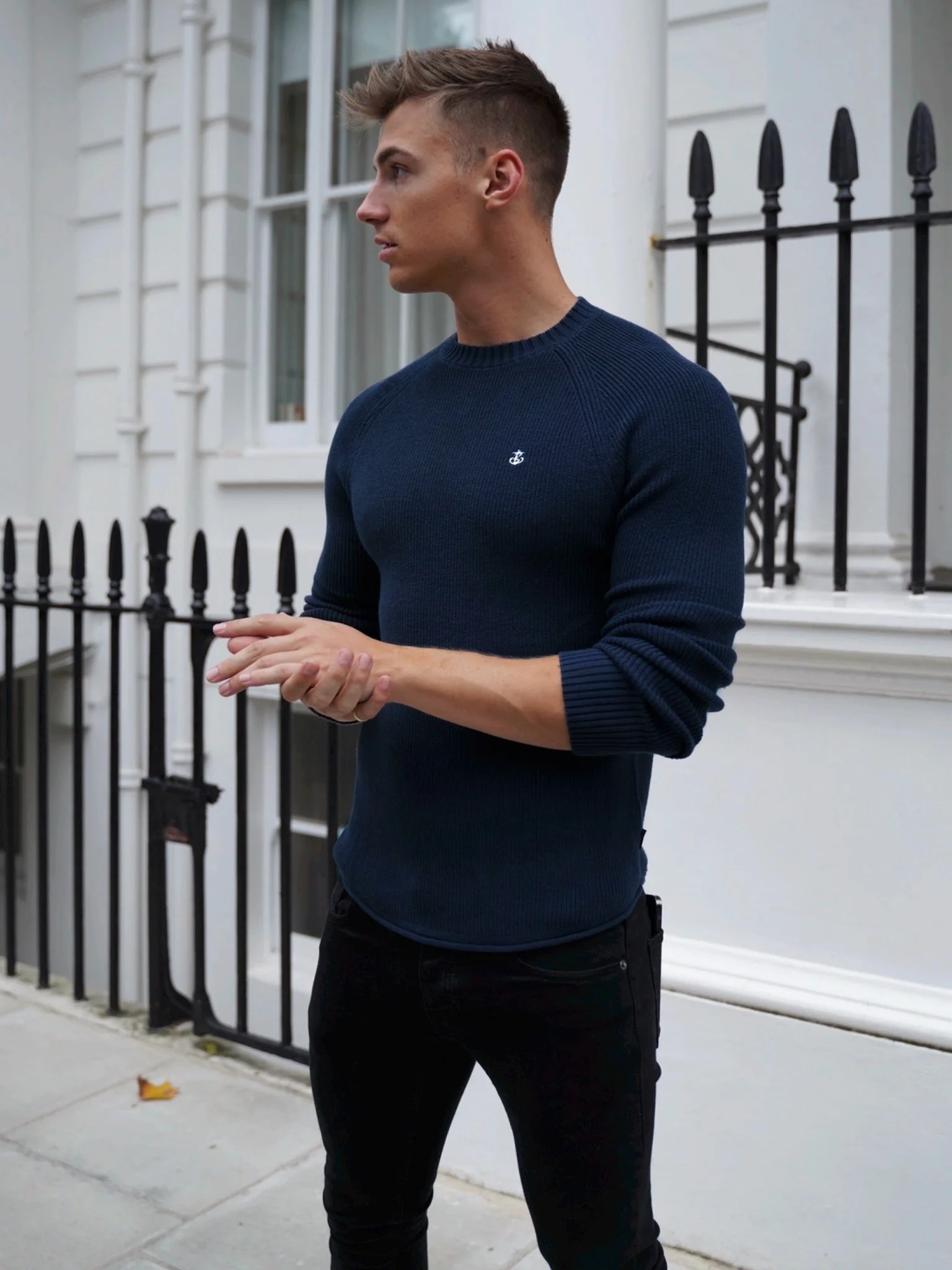 Oxley Knit Jumper - Navy - Image 4