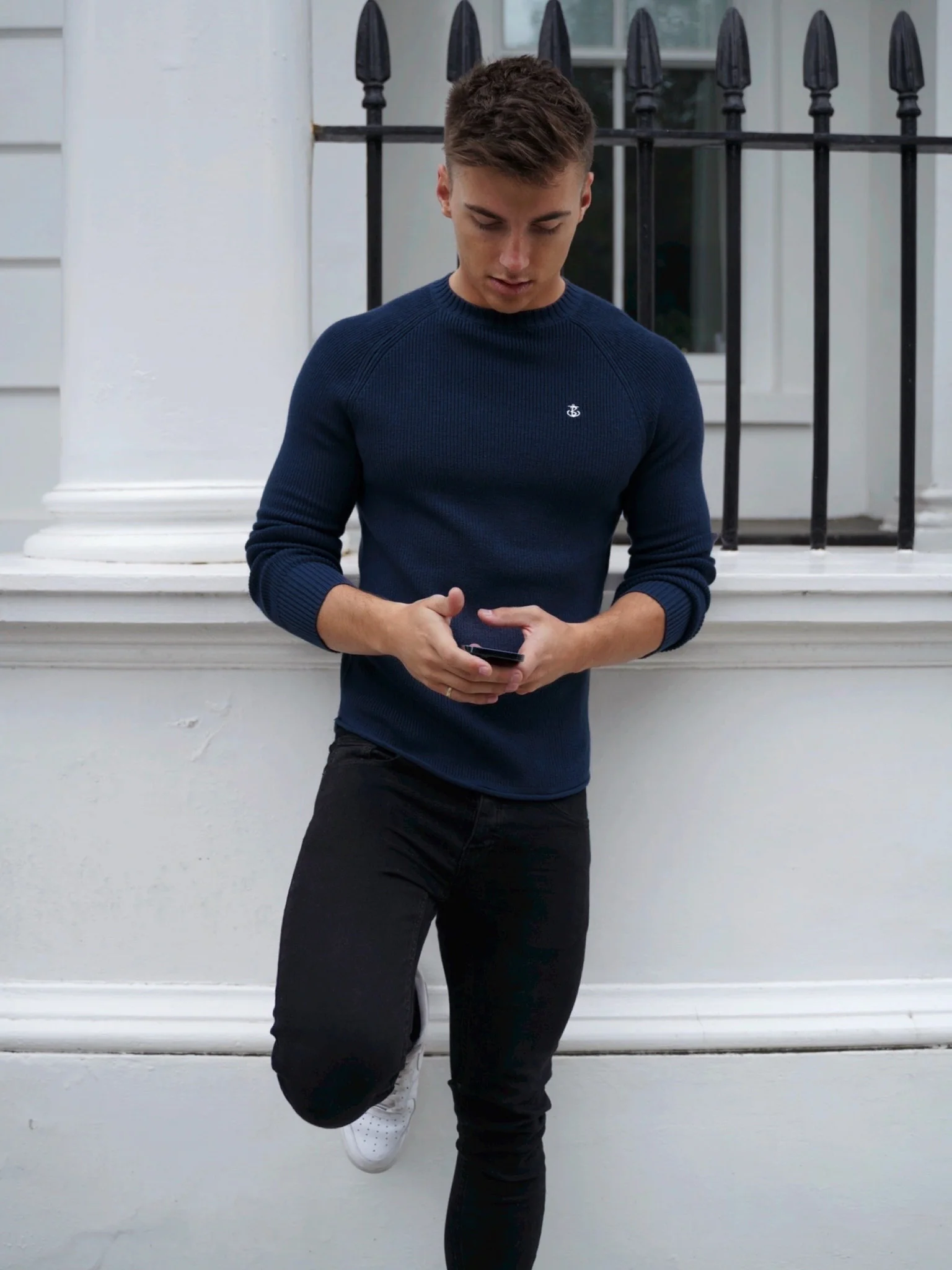 Oxley Knit Jumper - Navy - Image 5
