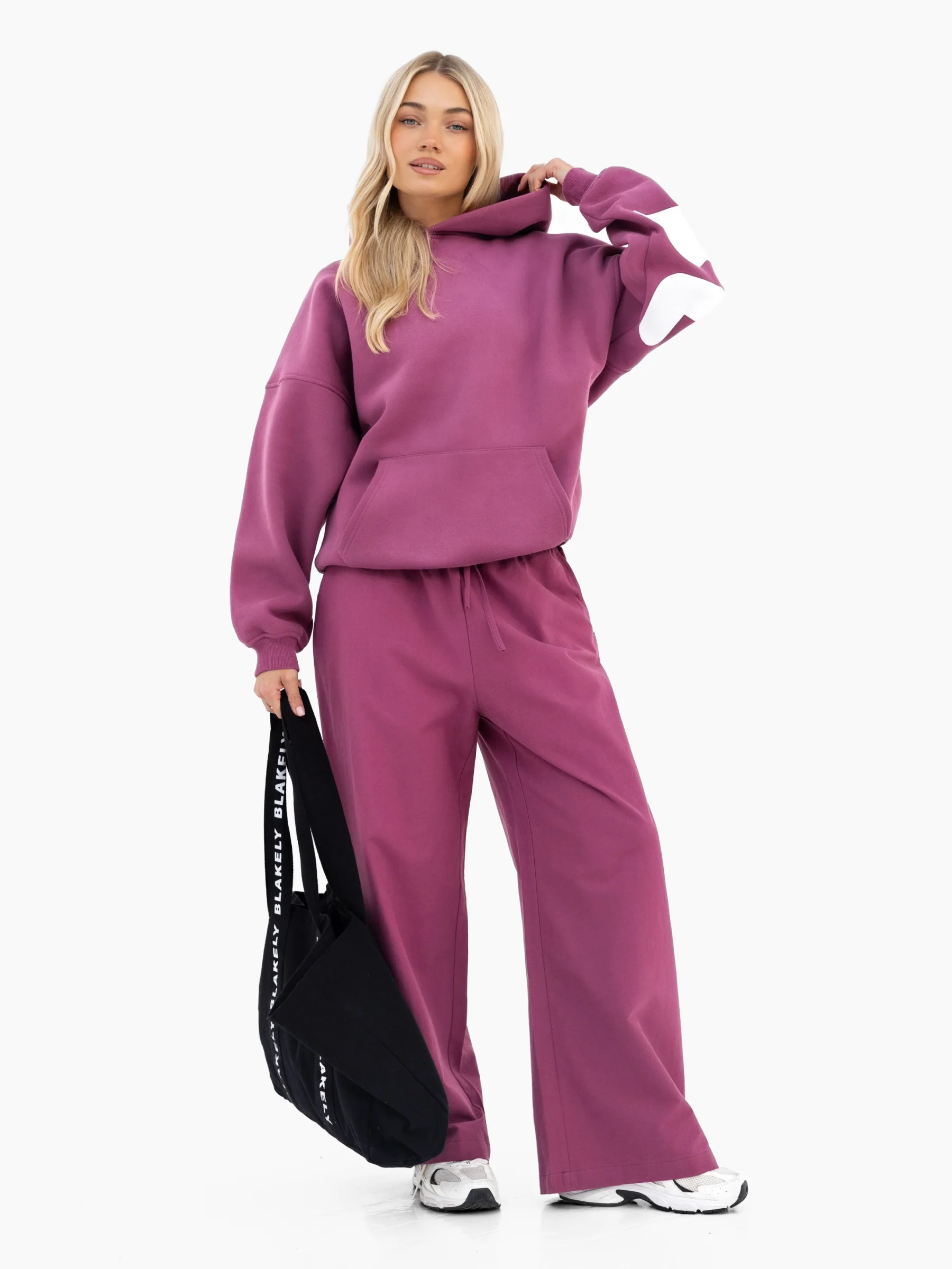 Maya Wide Leg Trousers - Mulberry - Image 5