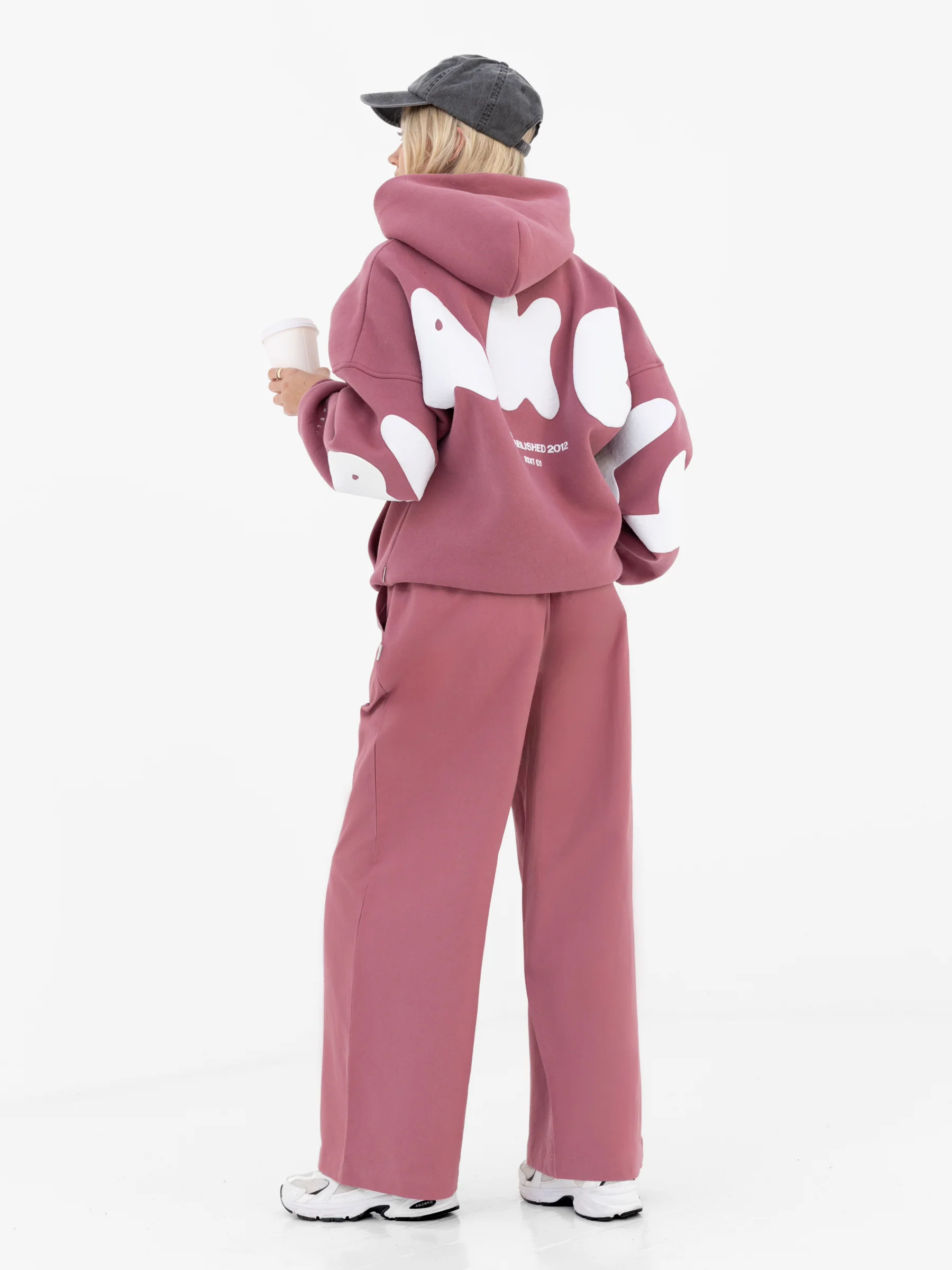 Maya Wide Leg Trousers - Dark Berry - Image 4